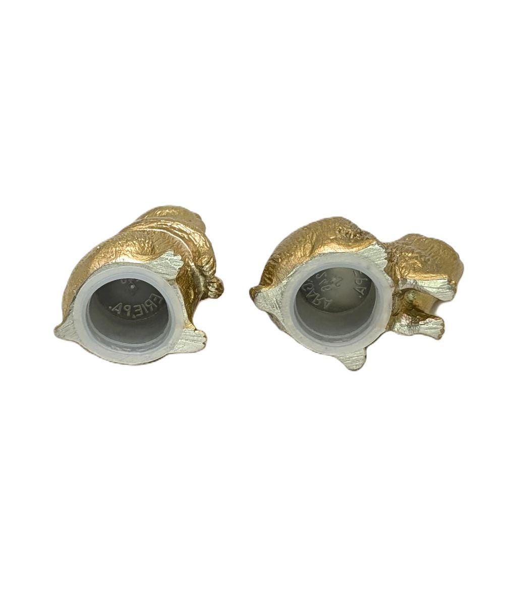 Rabbits Couple Miniature Pewter Salt & Pepper Shakers Set Collectible Table Decor