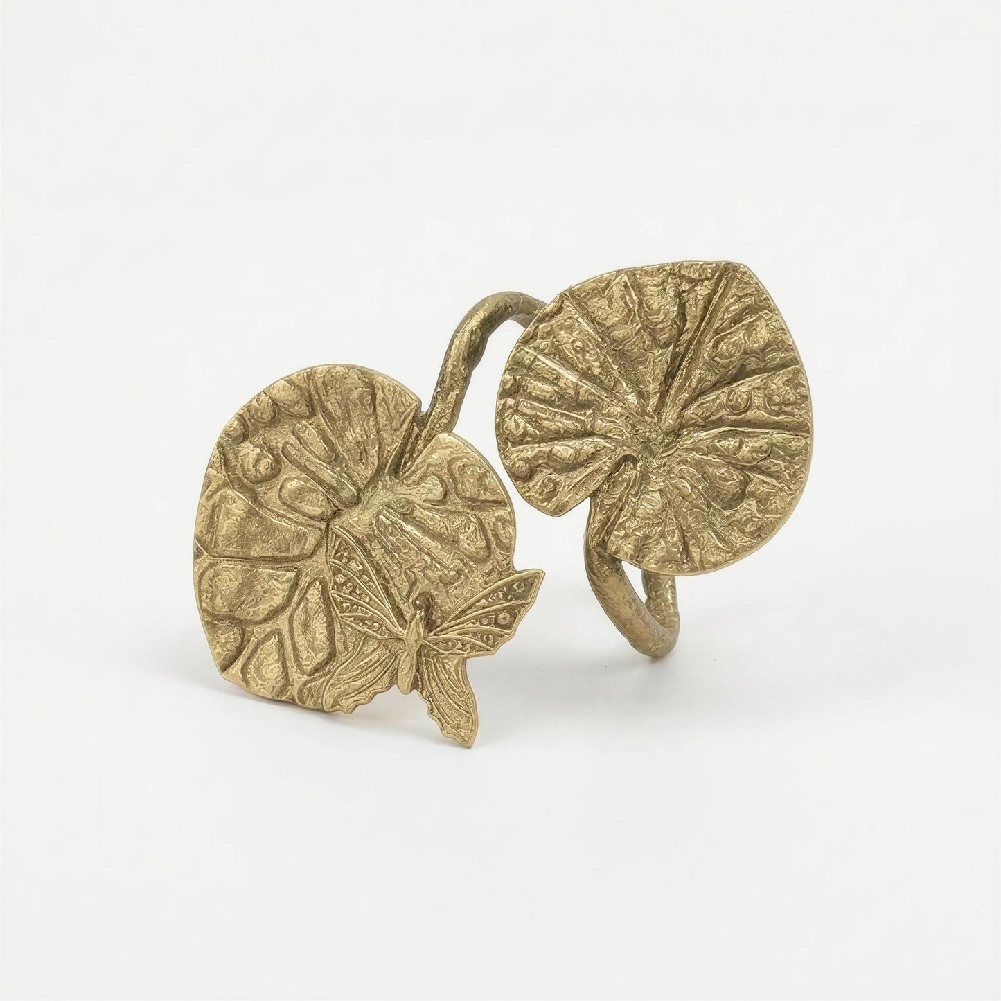 Water Lily Napkin Rings Set of 4, Handcrafted Pewter Holder, Nature Inspired Table Decor