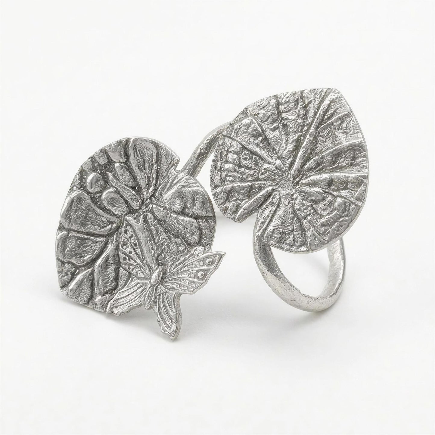 Water Lily Napkin Rings Set of 4, Handcrafted Pewter Holder, Nature Inspired Table Decor
