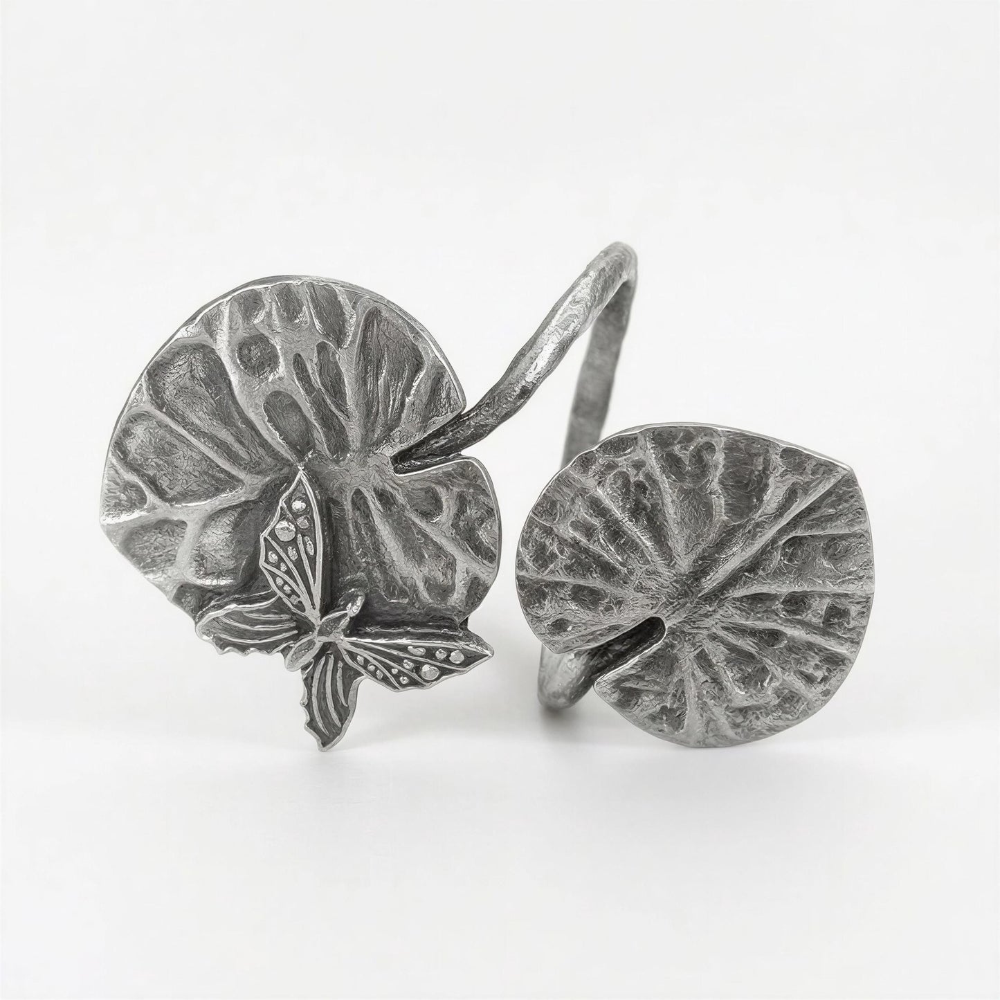 Water Lily Napkin Rings Set of 4, Handcrafted Pewter Holder, Nature Inspired Table Decor