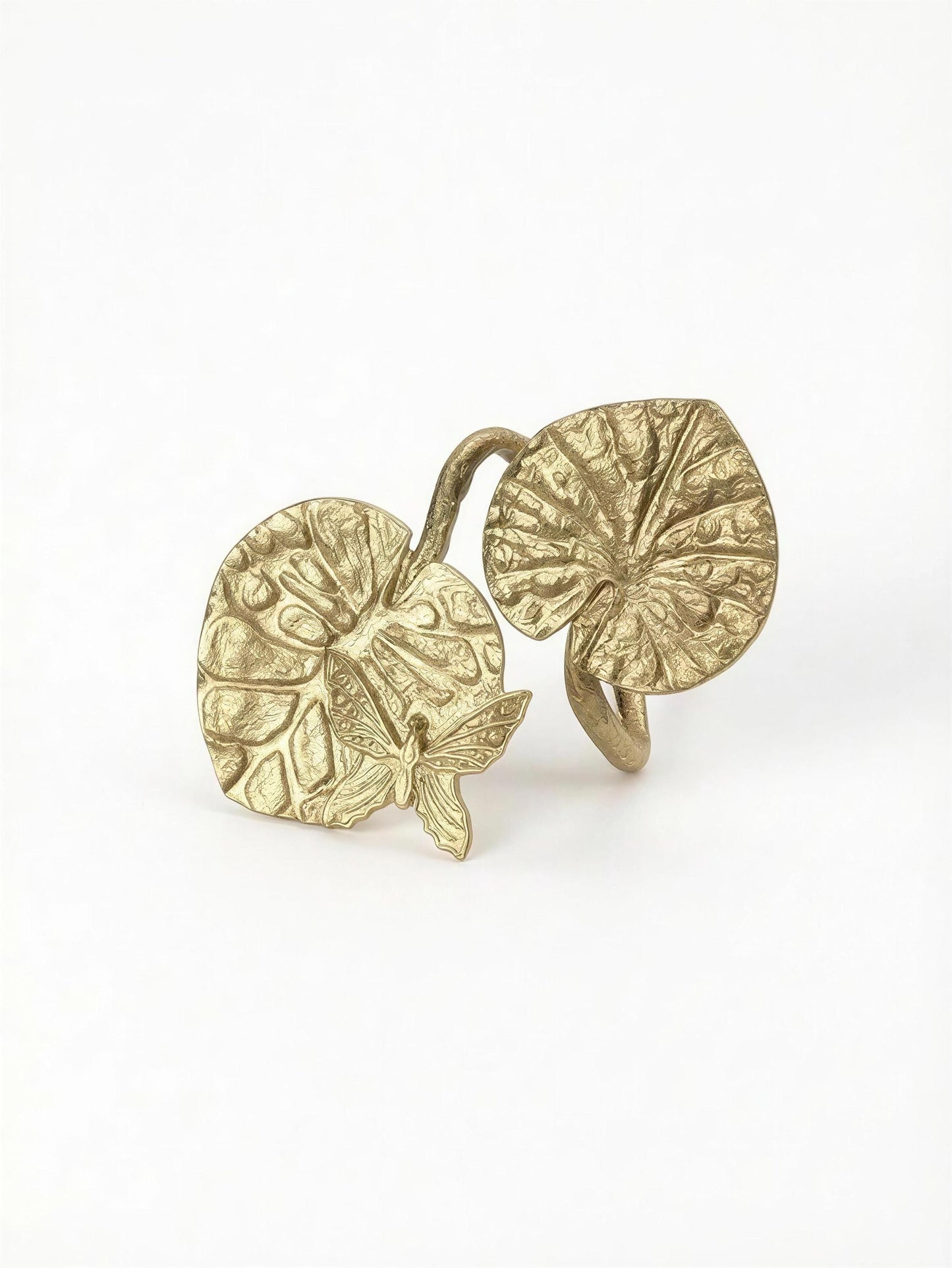 Water Lily Napkin Rings Set of 4, Handcrafted Pewter Holder, Nature Inspired Table Decor