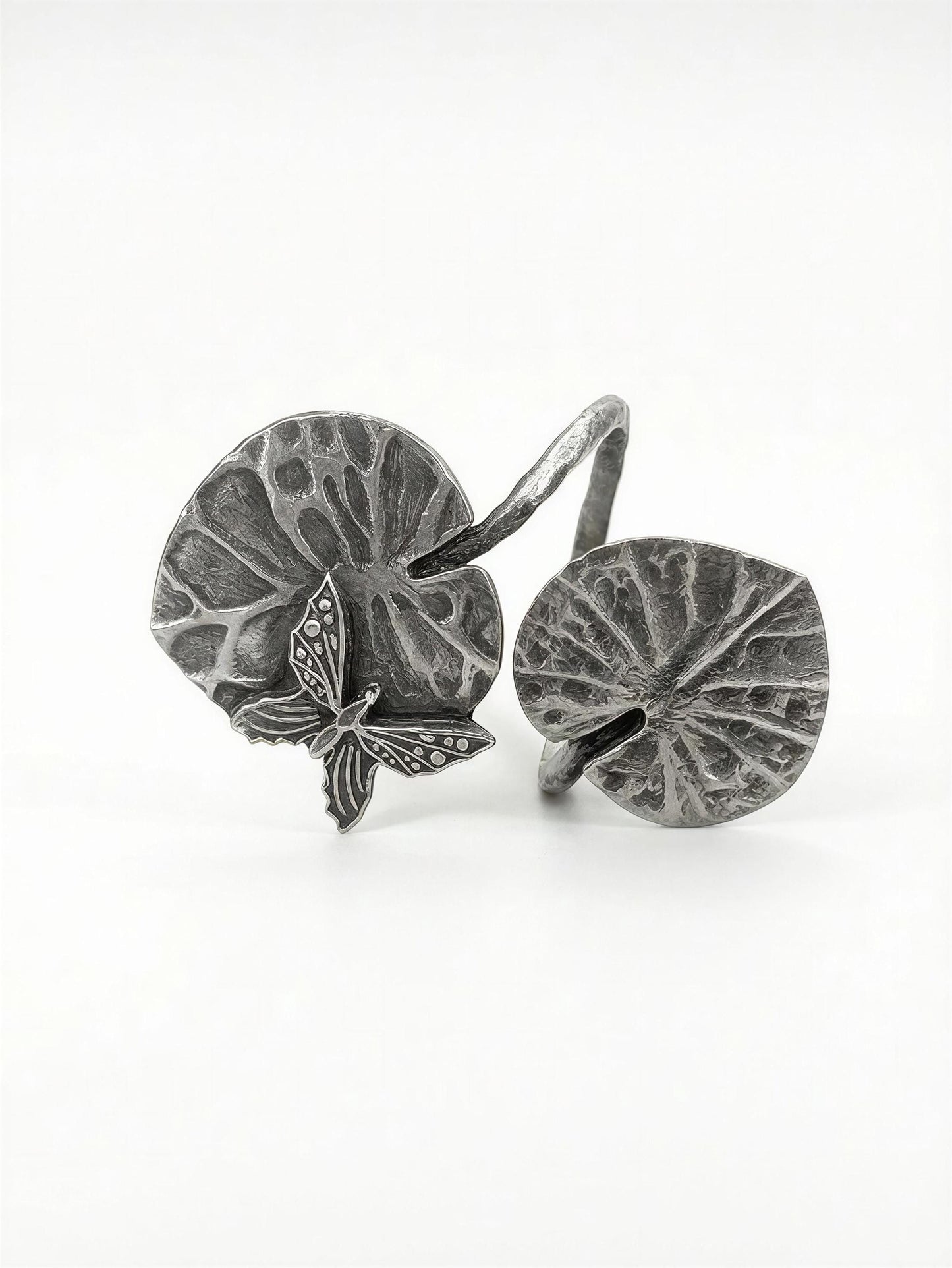 Water Lily Napkin Rings Set of 4, Handcrafted Pewter Holder, Nature Inspired Table Decor