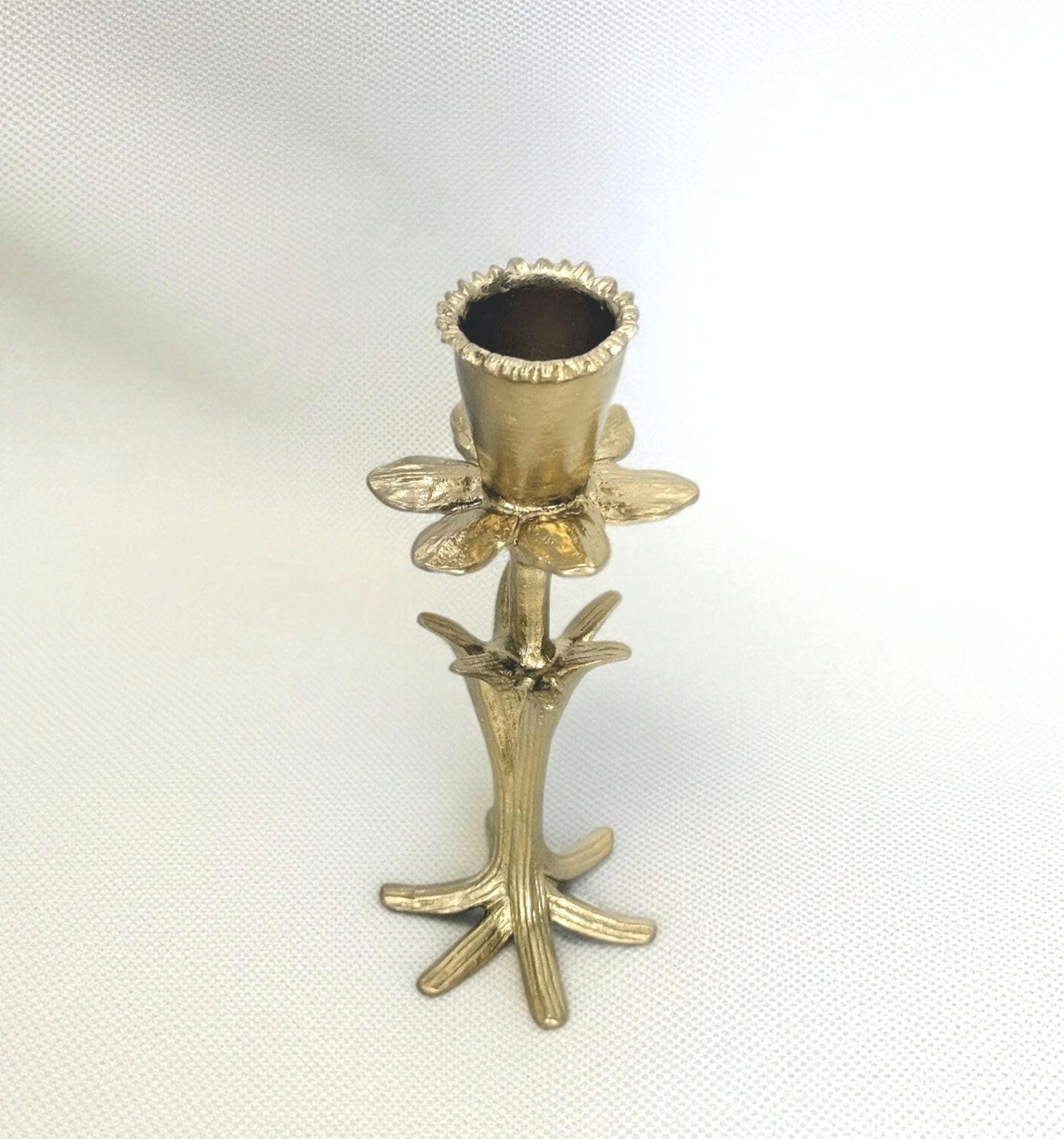Handmade Daffodil Botanical Pewter Taper Candle Holder, Home Decor Inspired by Nature