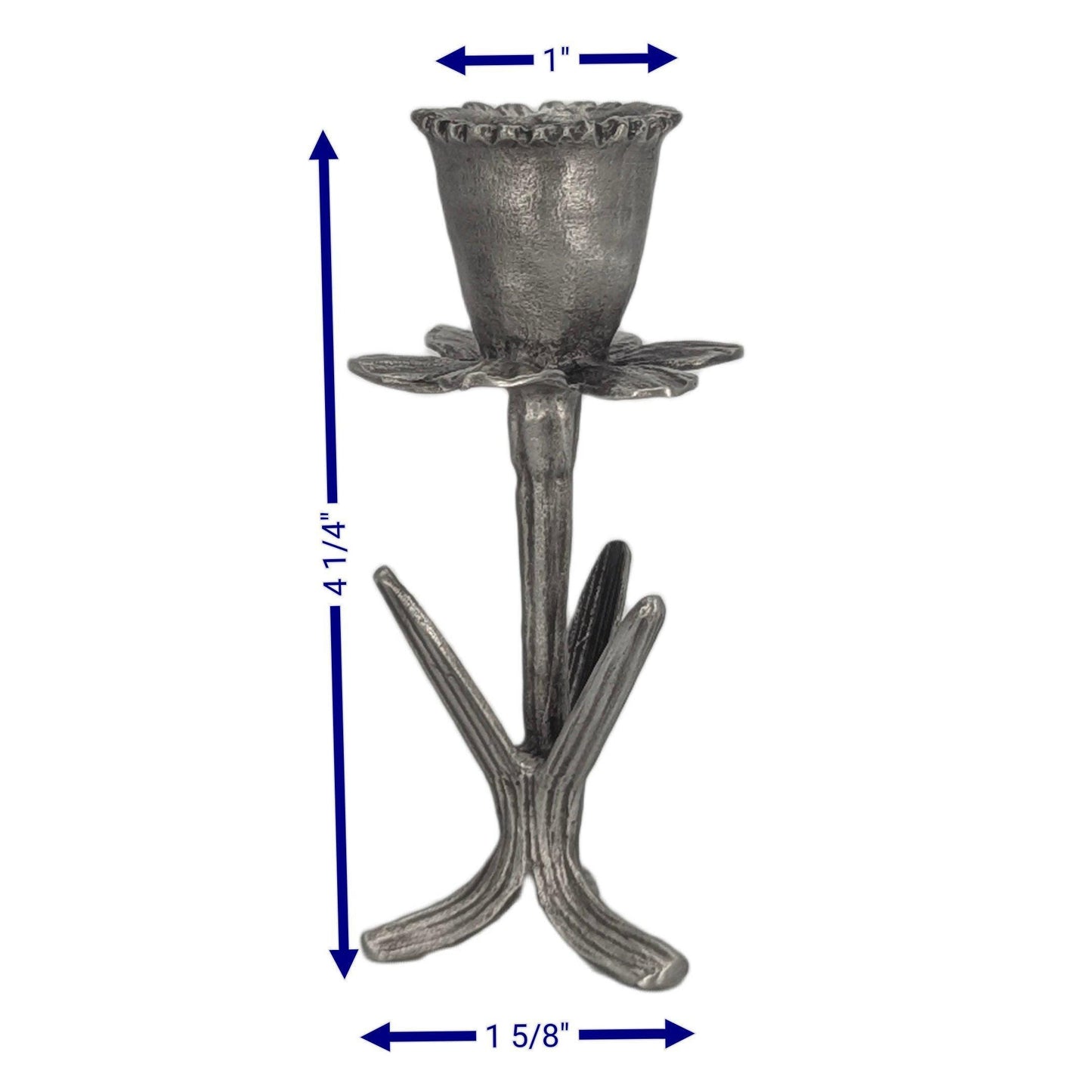 Handmade Daffodil Botanical Pewter Taper Candle Holder, Home Decor Inspired by Nature