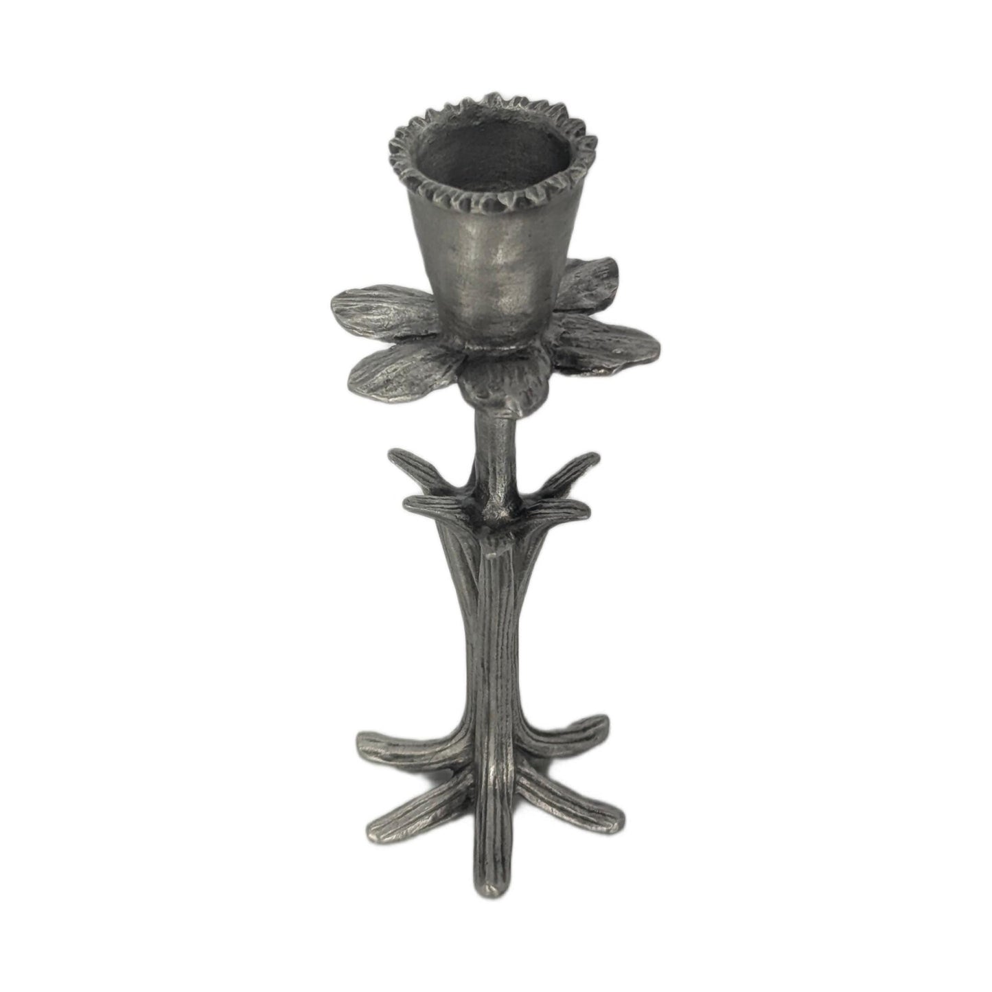 Handmade Daffodil Botanical Pewter Taper Candle Holder, Home Decor Inspired by Nature