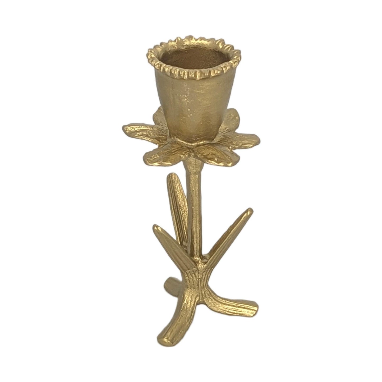 Handmade Daffodil Botanical Pewter Taper Candle Holder, Home Decor Inspired by Nature