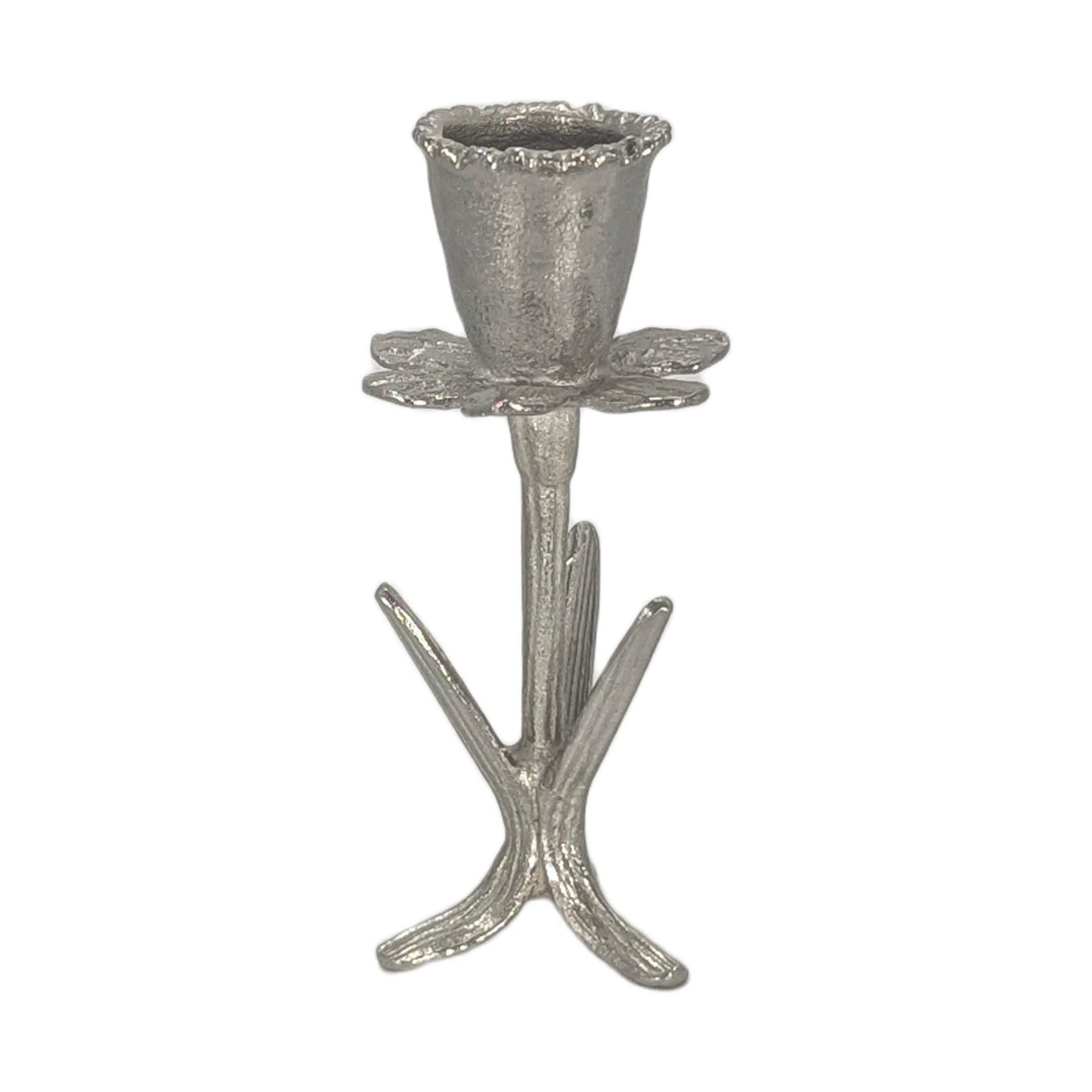 Handmade Daffodil Botanical Pewter Taper Candle Holder, Home Decor Inspired by Nature
