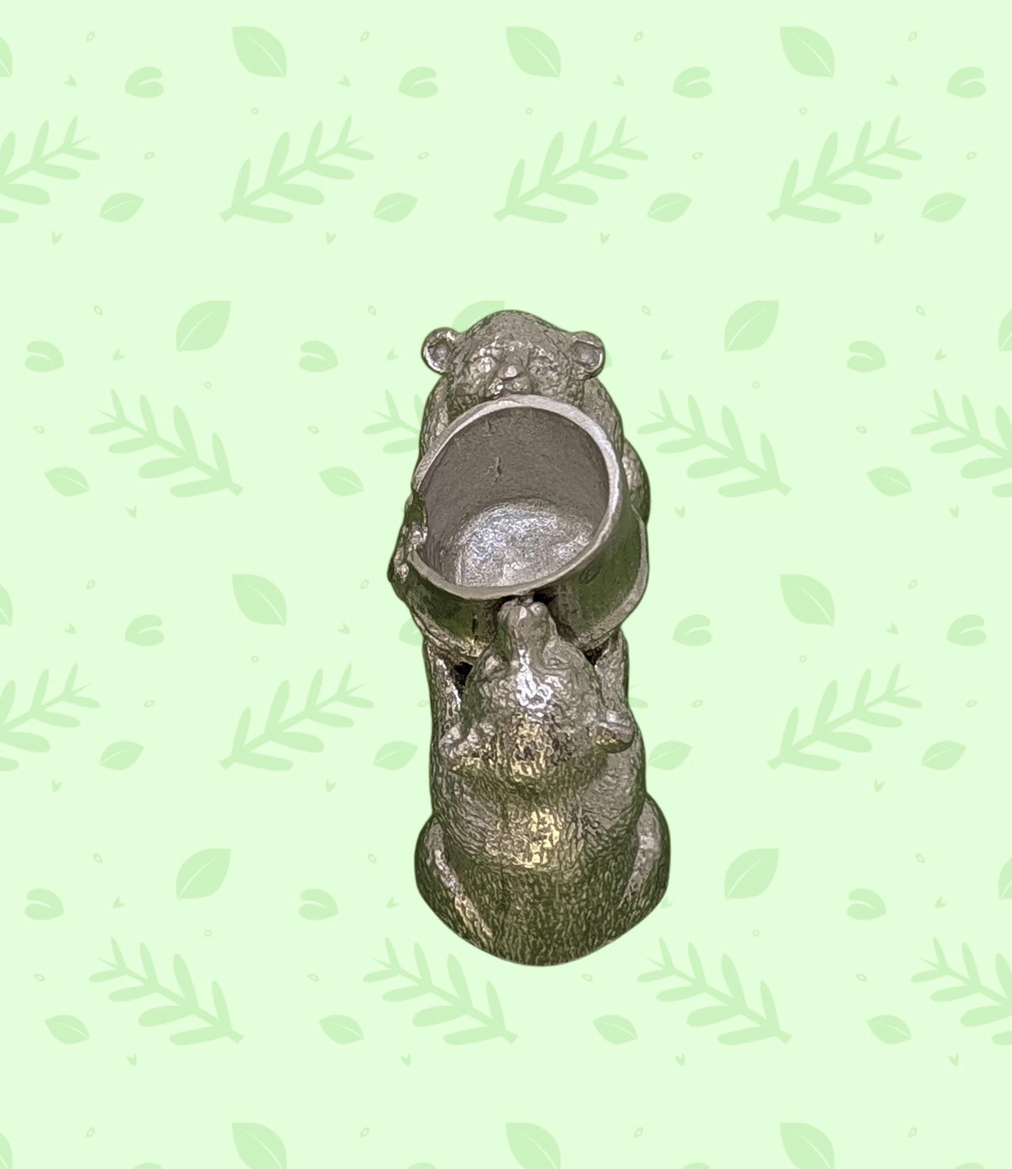 Minimalist Bamboo Pandas Pewter Taper Candle Holder Decor Collectible