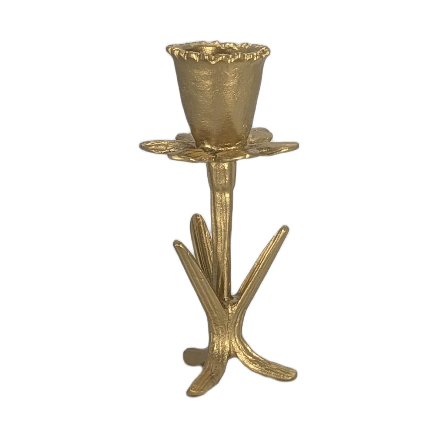 Handmade Daffodil Botanical Pewter Taper Candle Holder, Home Decor Inspired by Nature