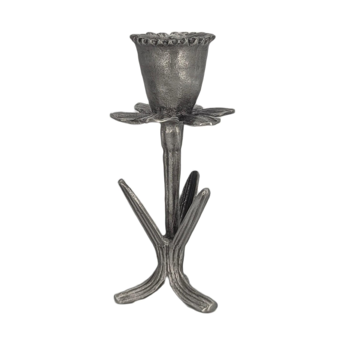 Handmade Daffodil Botanical Pewter Taper Candle Holder, Home Decor Inspired by Nature