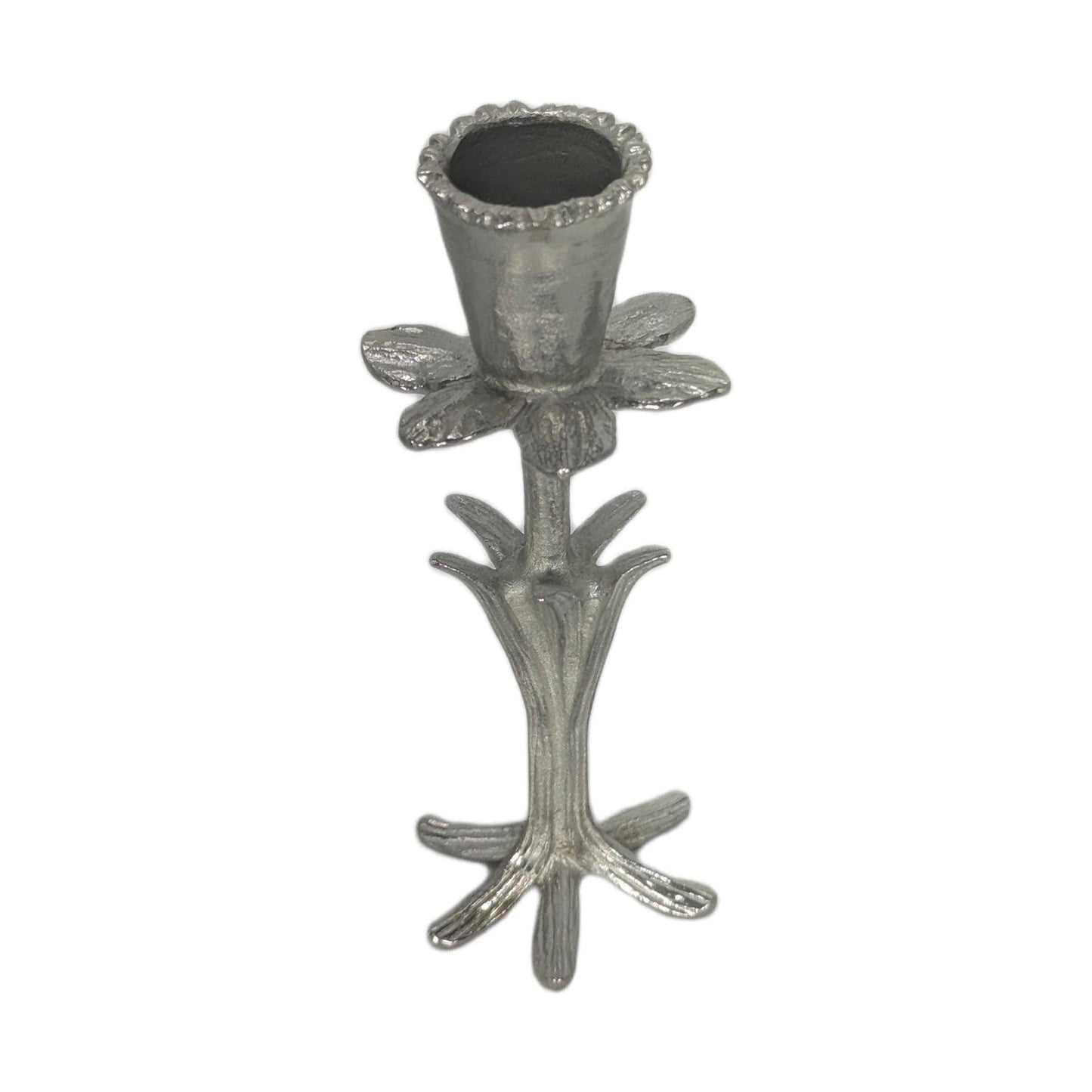 Handmade Daffodil Botanical Pewter Taper Candle Holder, Home Decor Inspired by Nature