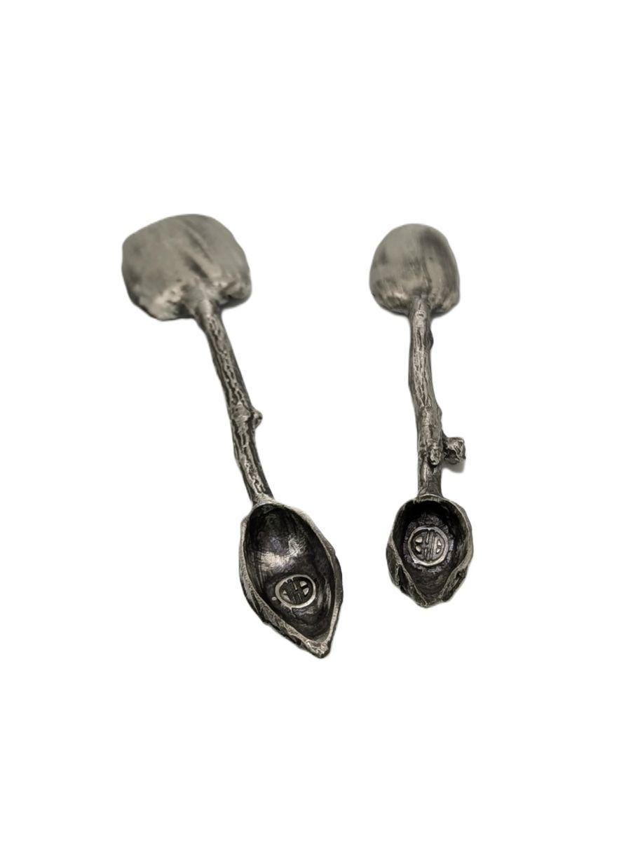 Handcrafted Lead-Free Pewter Hibiscus Spoon Set, Botanical Tea & Coffee Ritual Enhancer