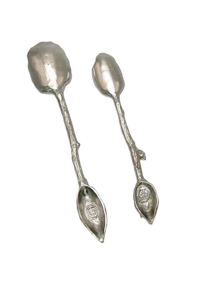 Handcrafted Lead-Free Pewter Hibiscus Spoon Set, Botanical Tea & Coffee Ritual Enhancer