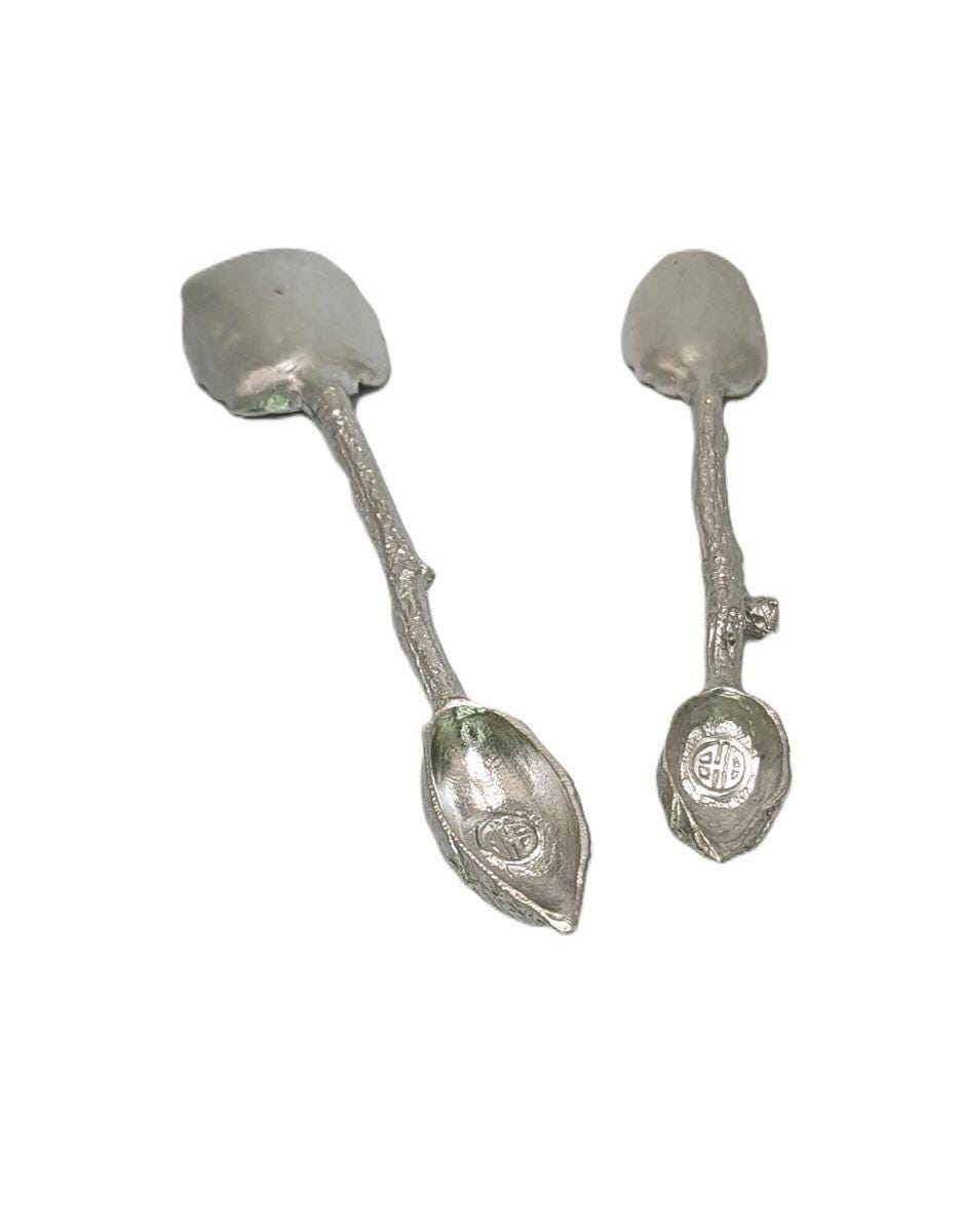Handcrafted Lead-Free Pewter Hibiscus Spoon Set, Botanical Tea & Coffee Ritual Enhancer
