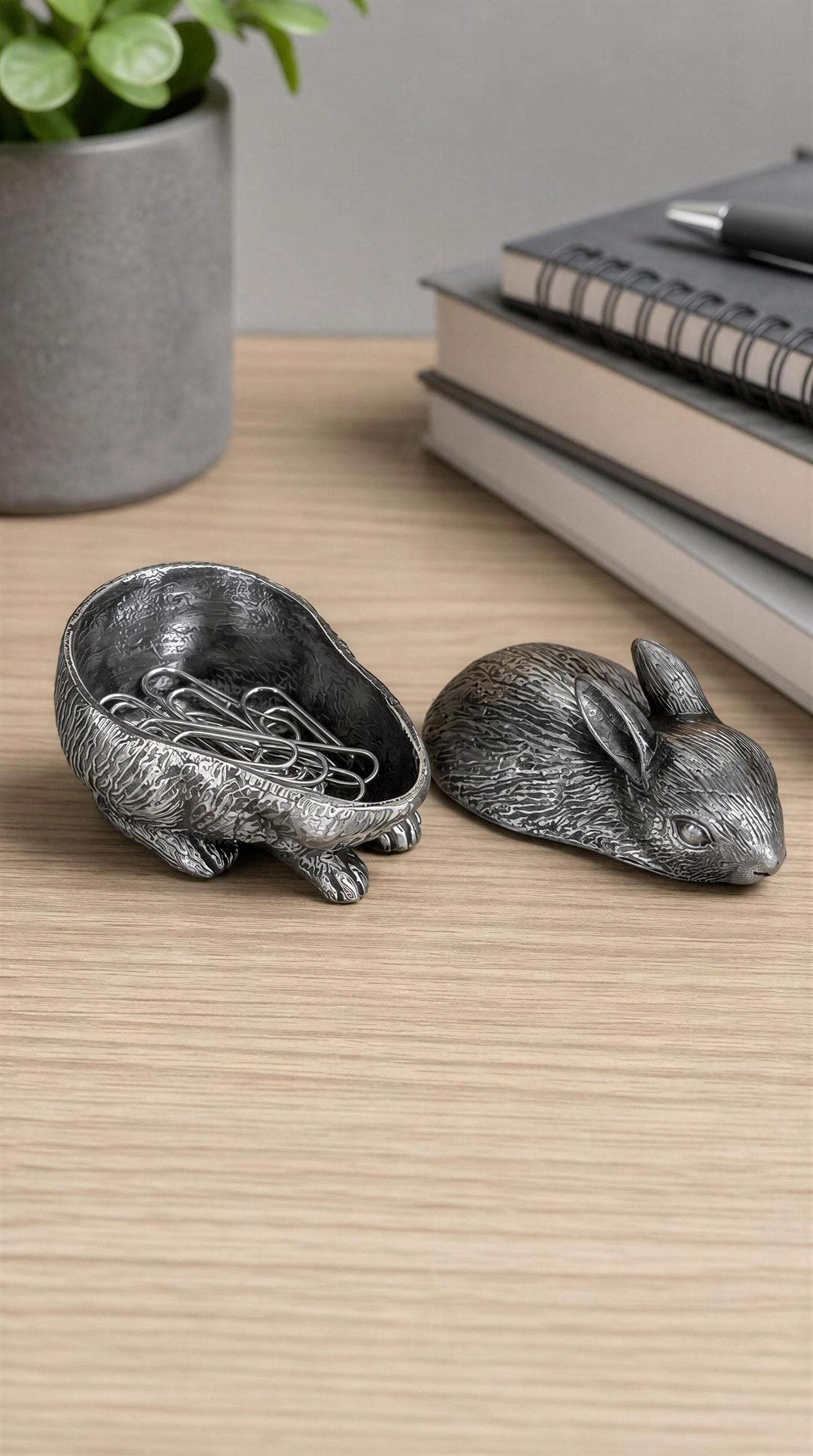 Bunny Multifunctional Pewter Box Jewelry Box Decor Collectible Handmade
