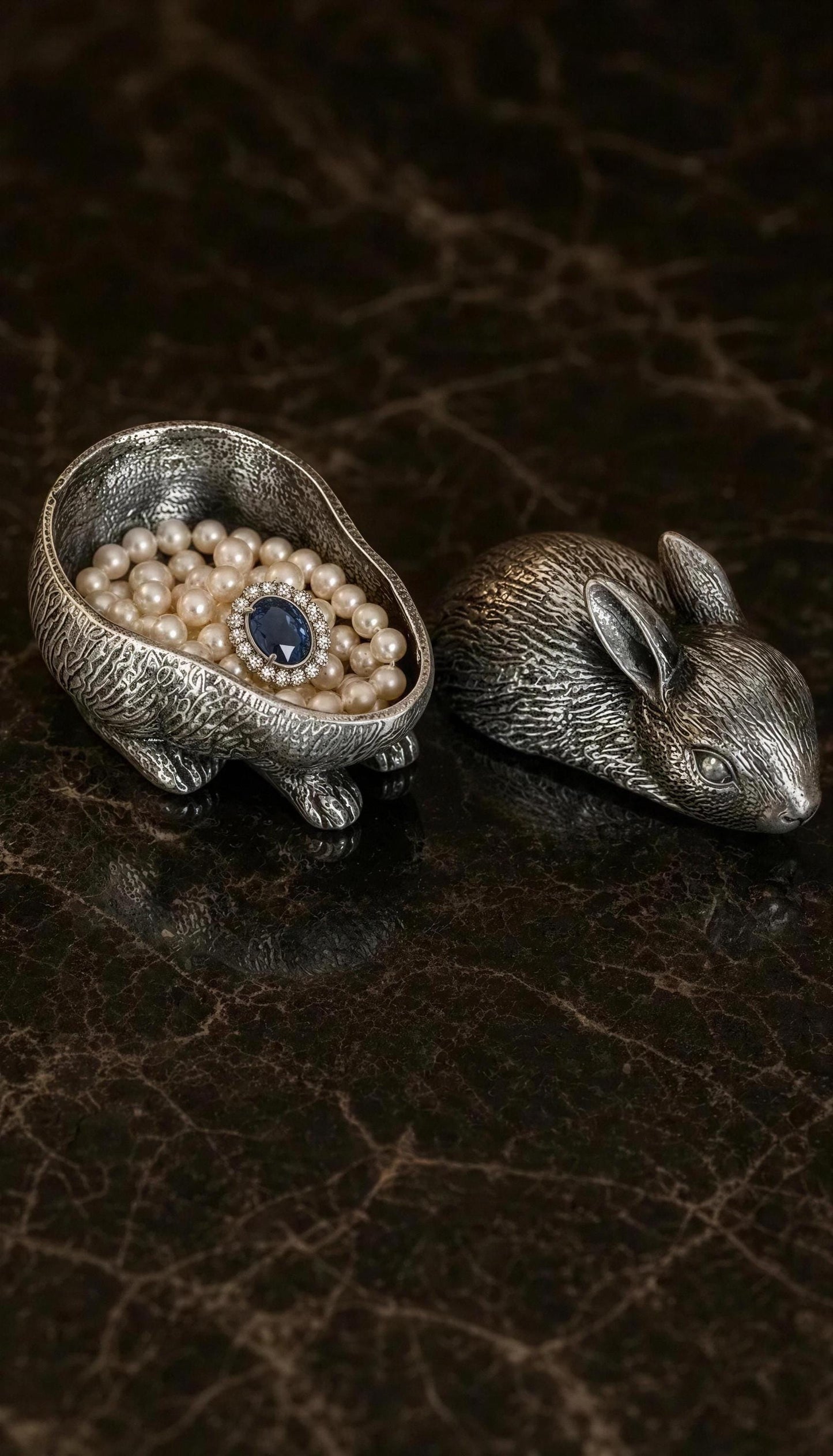 Bunny Multifunctional Pewter Box Jewelry Box Decor Collectible Handmade