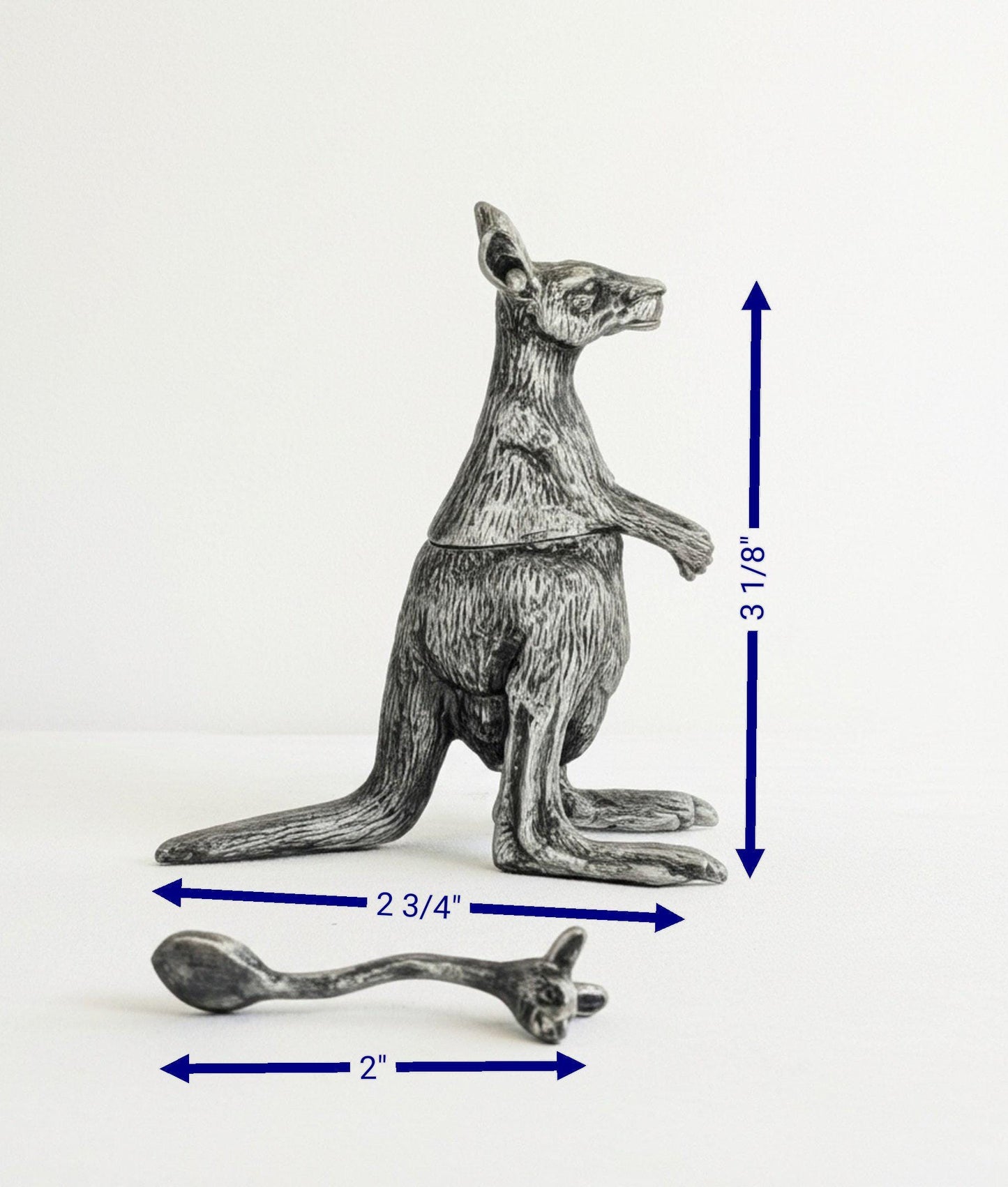 Salero Canguro: Decoración minimalista de peltre con motivos de la naturaleza salvaje