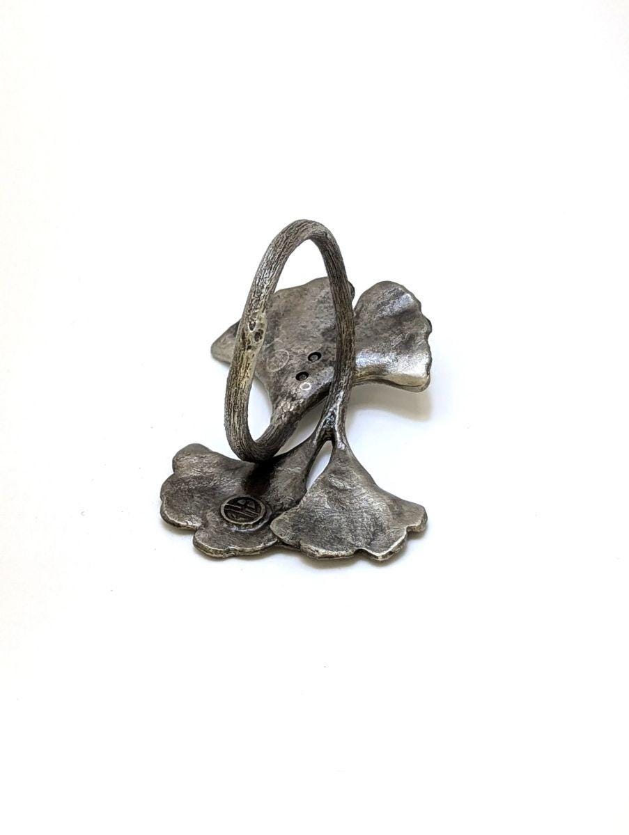 Ginkgo Leaf Napkin Rings Set of 4, Handcrafted Pewter, Nature Inspired Housewarmings Gift
