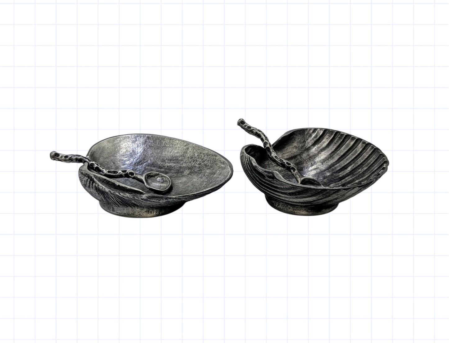 Handmade Seashells Pewter Salt Dish, Inspired by Nature, Coastal table Decor