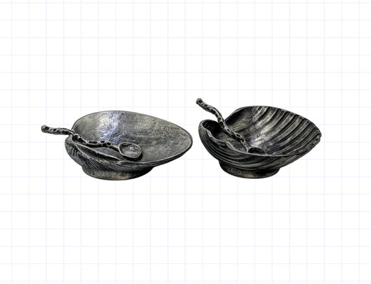 Handmade Seashells Pewter Salt Dish Inspired by Nature Coastal Decor