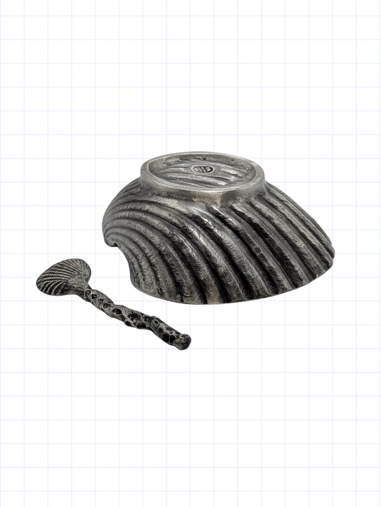 Handmade Seashells Pewter Salt Dish, Inspired by Nature, Coastal table Decor
