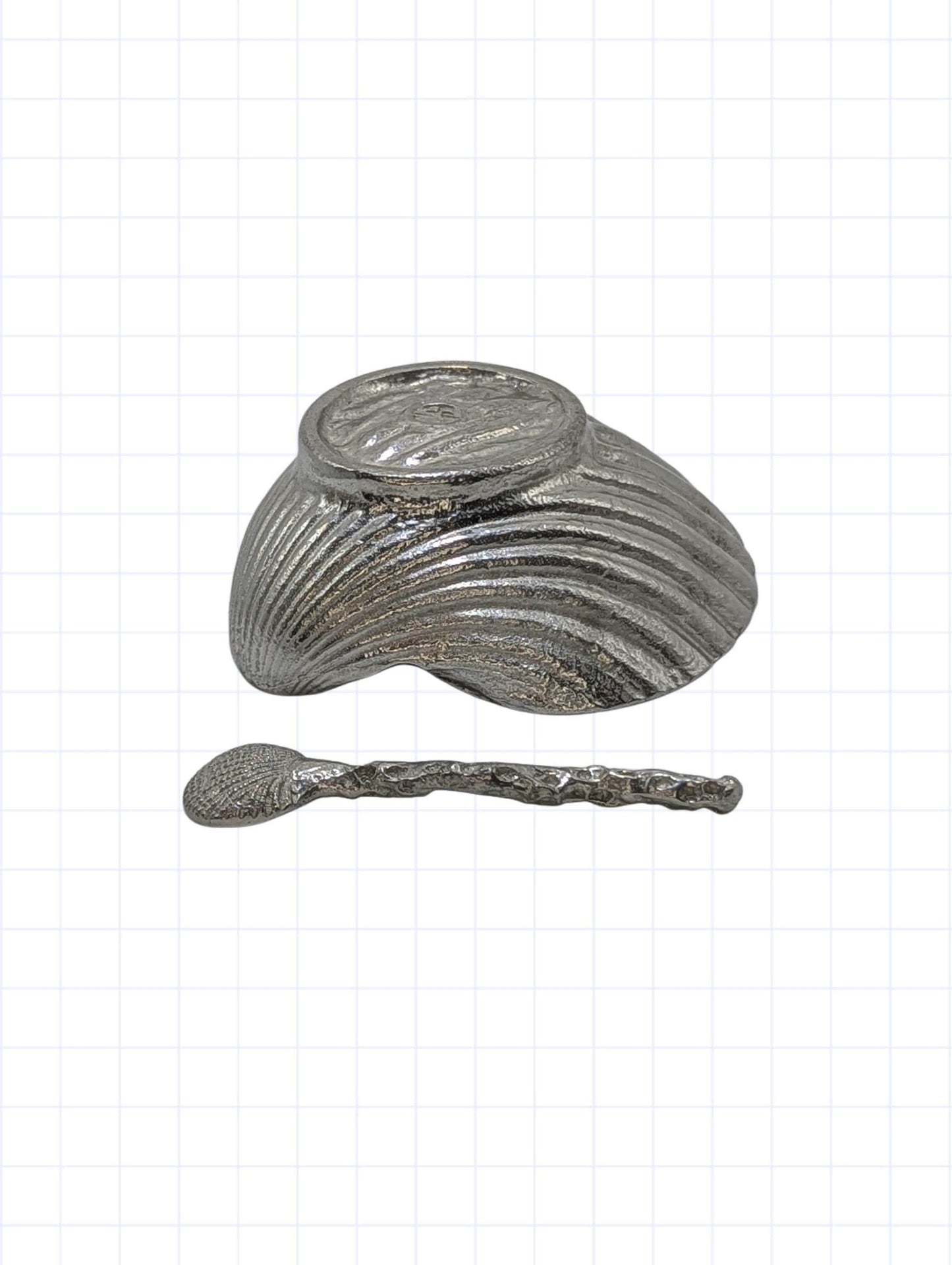 Handmade Seashells Pewter Salt Dish, Inspired by Nature, Coastal table Decor