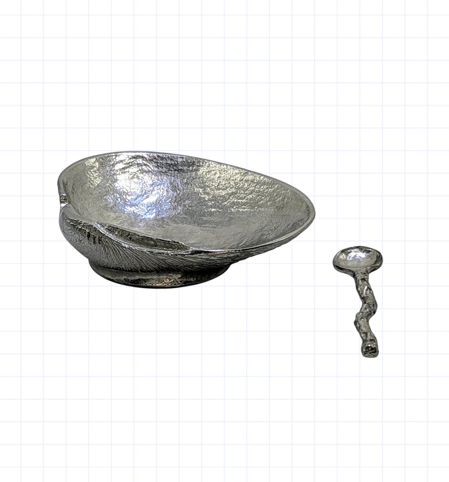 Handmade Seashells Pewter Salt Dish, Inspired by Nature, Coastal table Decor