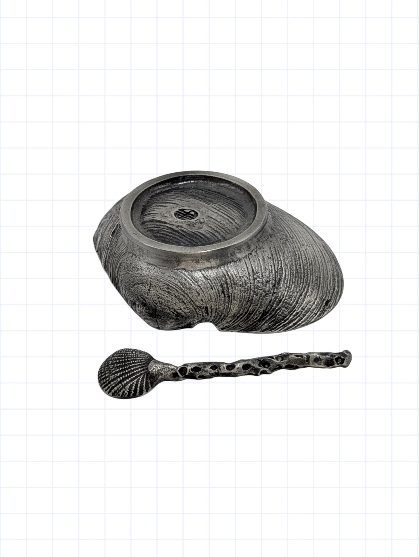 Handmade Seashells Pewter Salt Dish, Inspired by Nature, Coastal table Decor