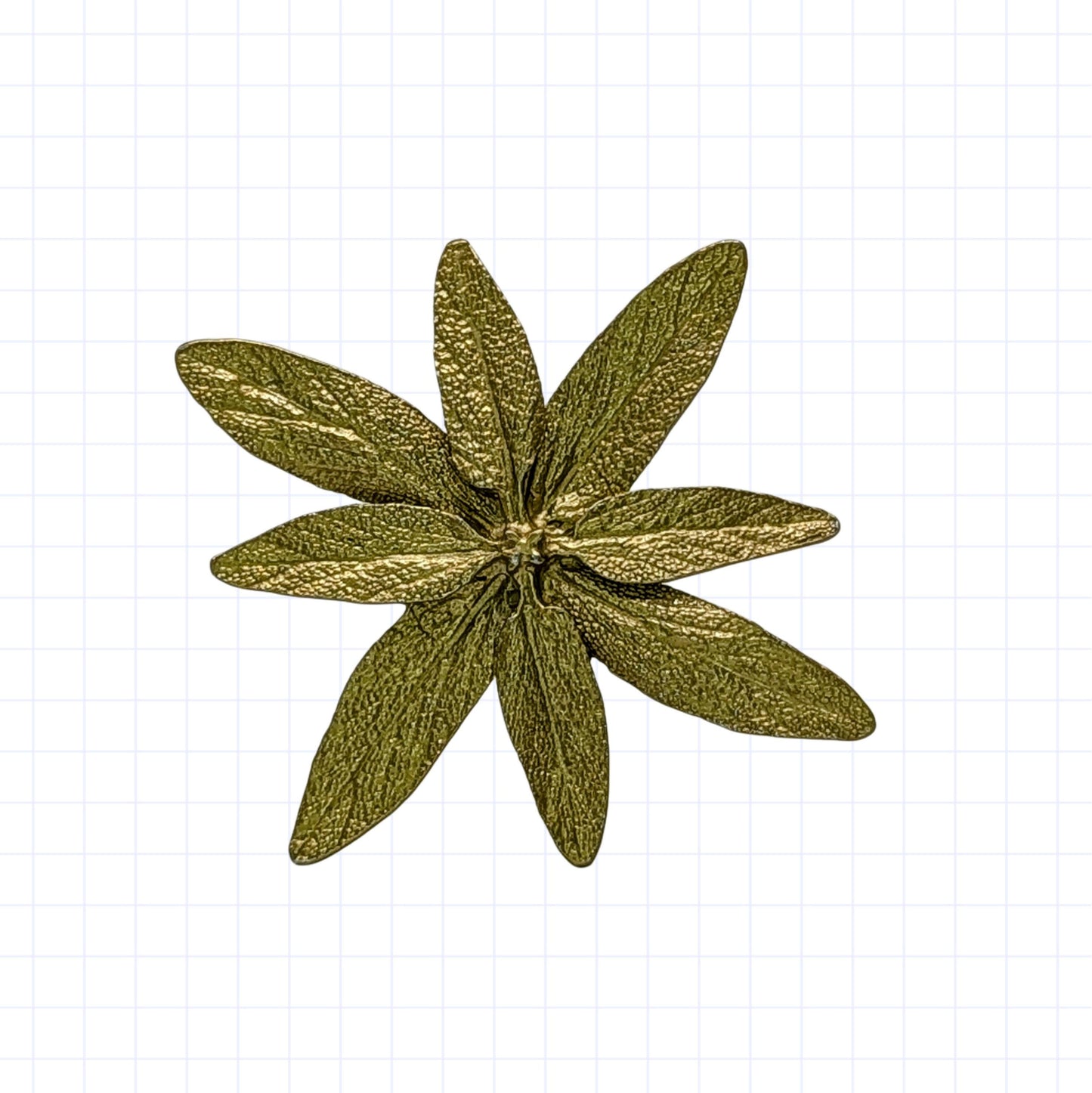 Juego de 4 servilleteros de peltre con diseño de salvia, inspirados en la naturaleza.