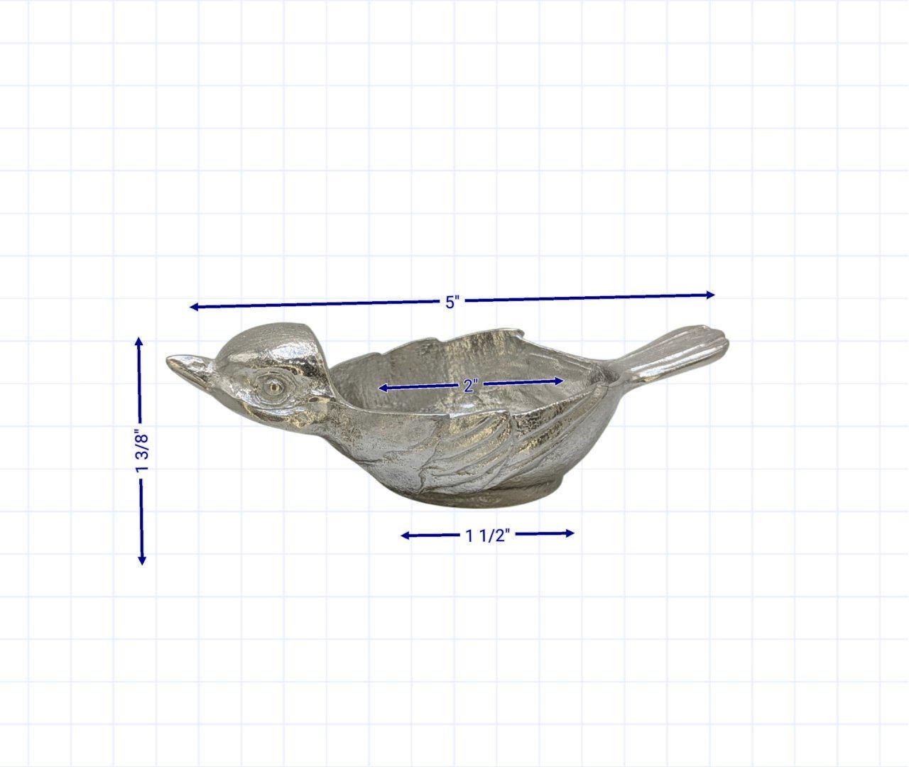 Pewter Sparrow Tea Light Candle Holder Trinket Dish Decor