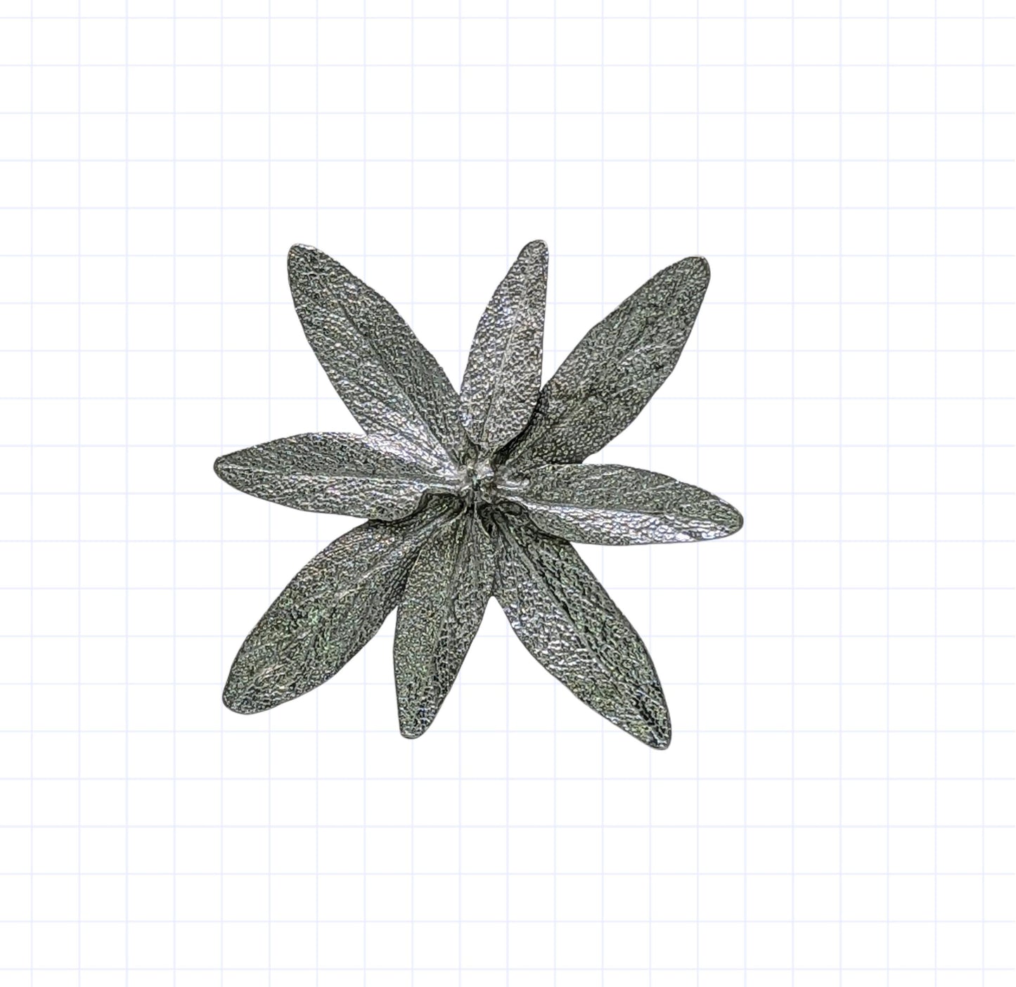 Juego de 4 servilleteros de peltre con diseño de salvia, inspirados en la naturaleza.