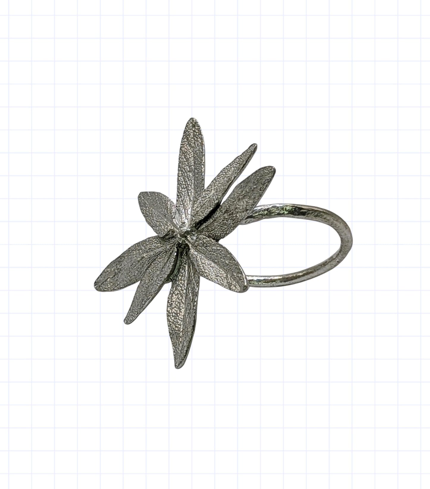 Juego de 4 servilleteros de peltre con diseño de salvia, inspirados en la naturaleza.