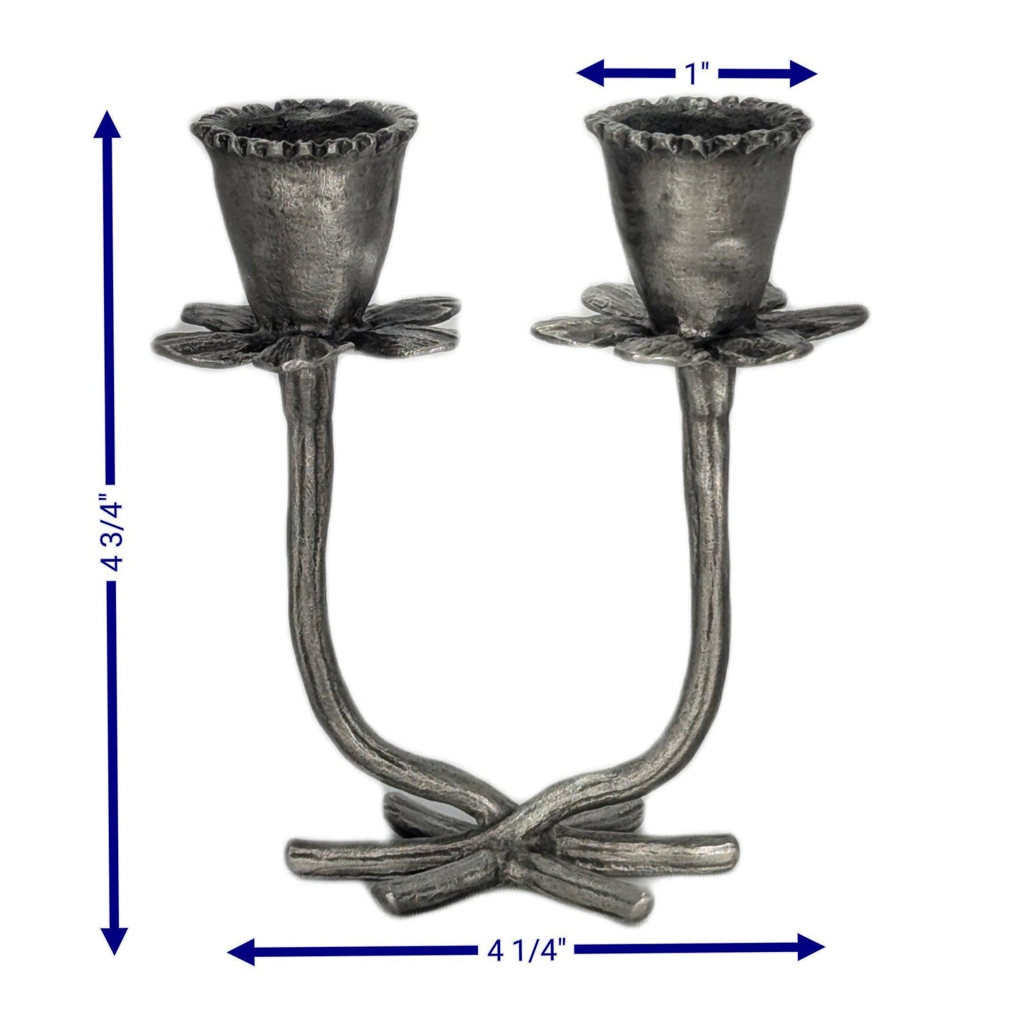 Handmade Daffodil Minimalist Pewter Double Candlestick Holder, Inspired by Nature, Decor
