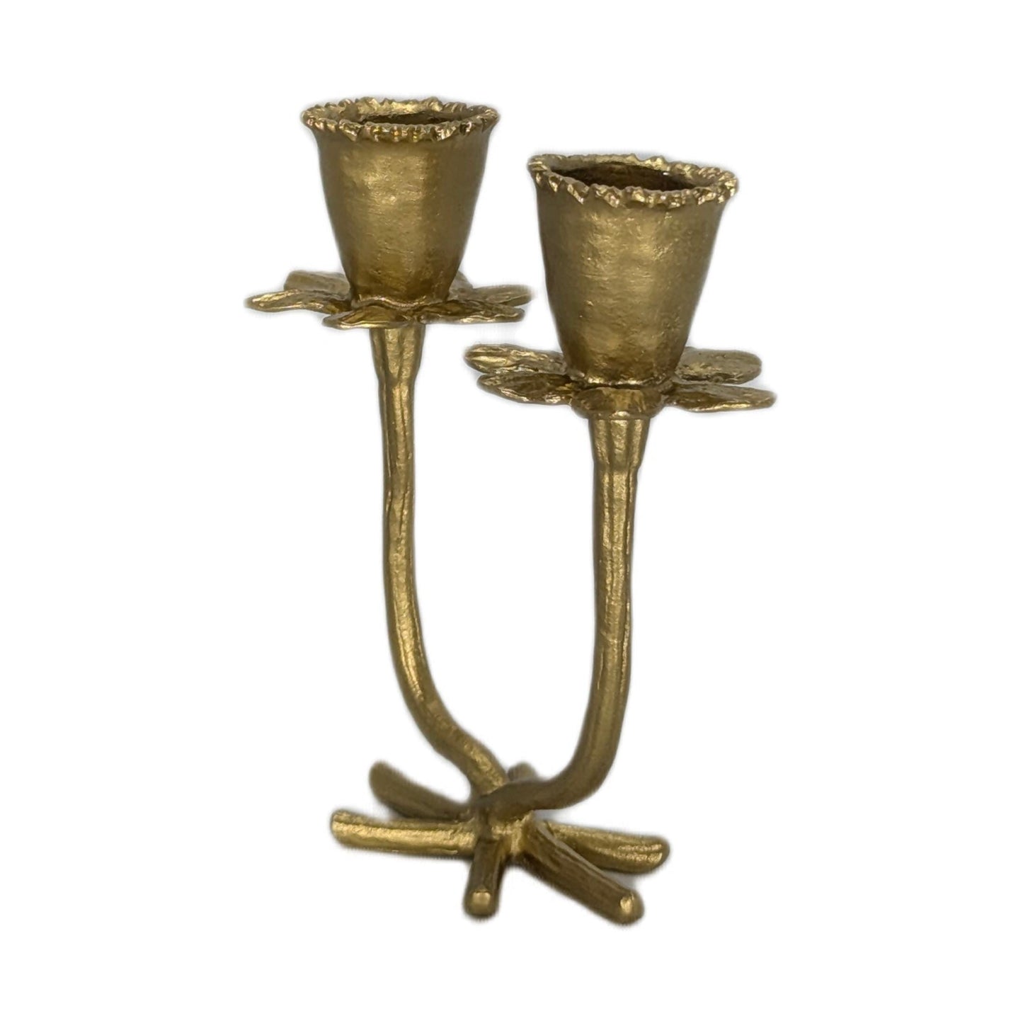 Handmade Daffodil Minimalist Pewter Double Candlestick Holder, Inspired by Nature, Decor