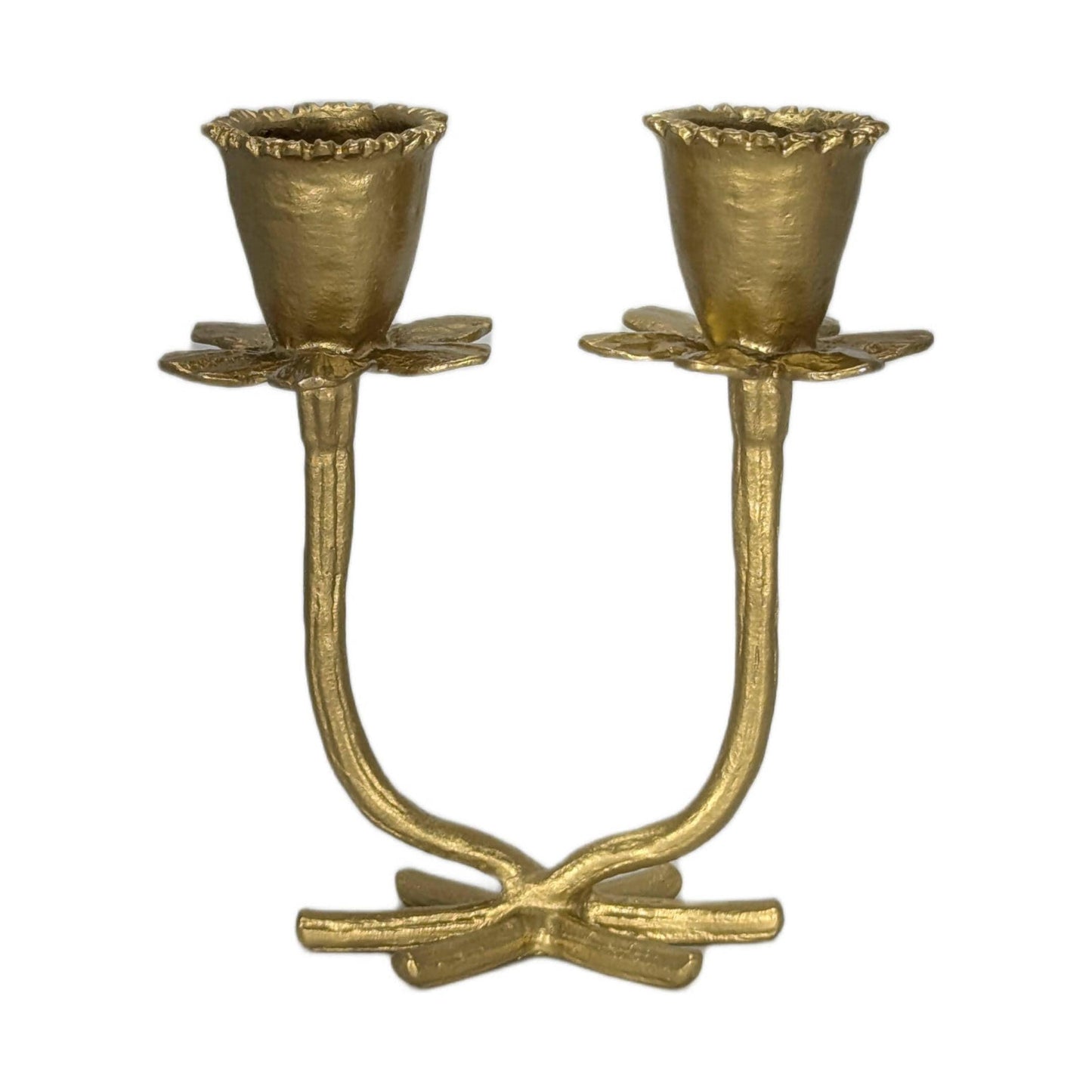 Handmade Daffodil Minimalist Pewter Double Candlestick Holder, Inspired by Nature, Decor
