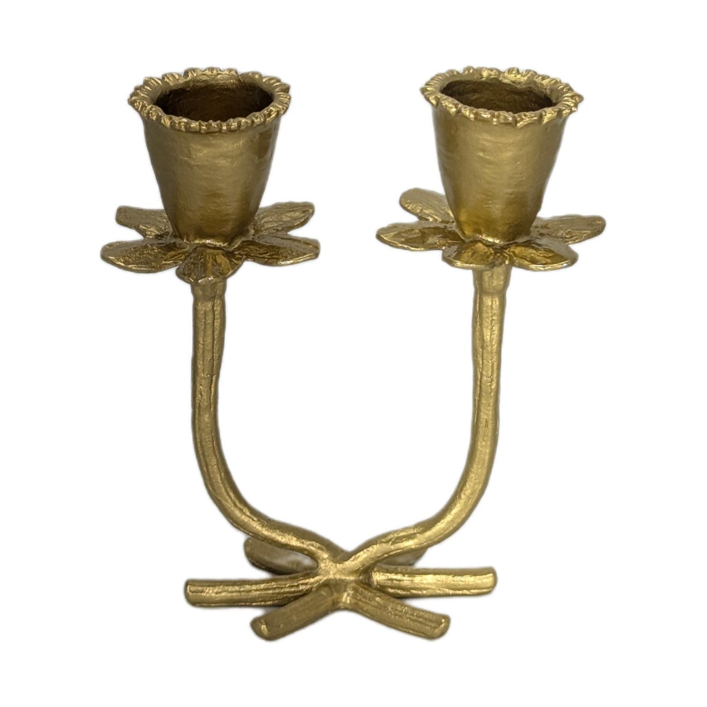 Handmade Daffodil Minimalist Pewter Double Candlestick Holder, Inspired by Nature, Decor