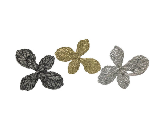 Handcrafted lead-free pewter mint herb napkin ring set of 4 – nature-inspired