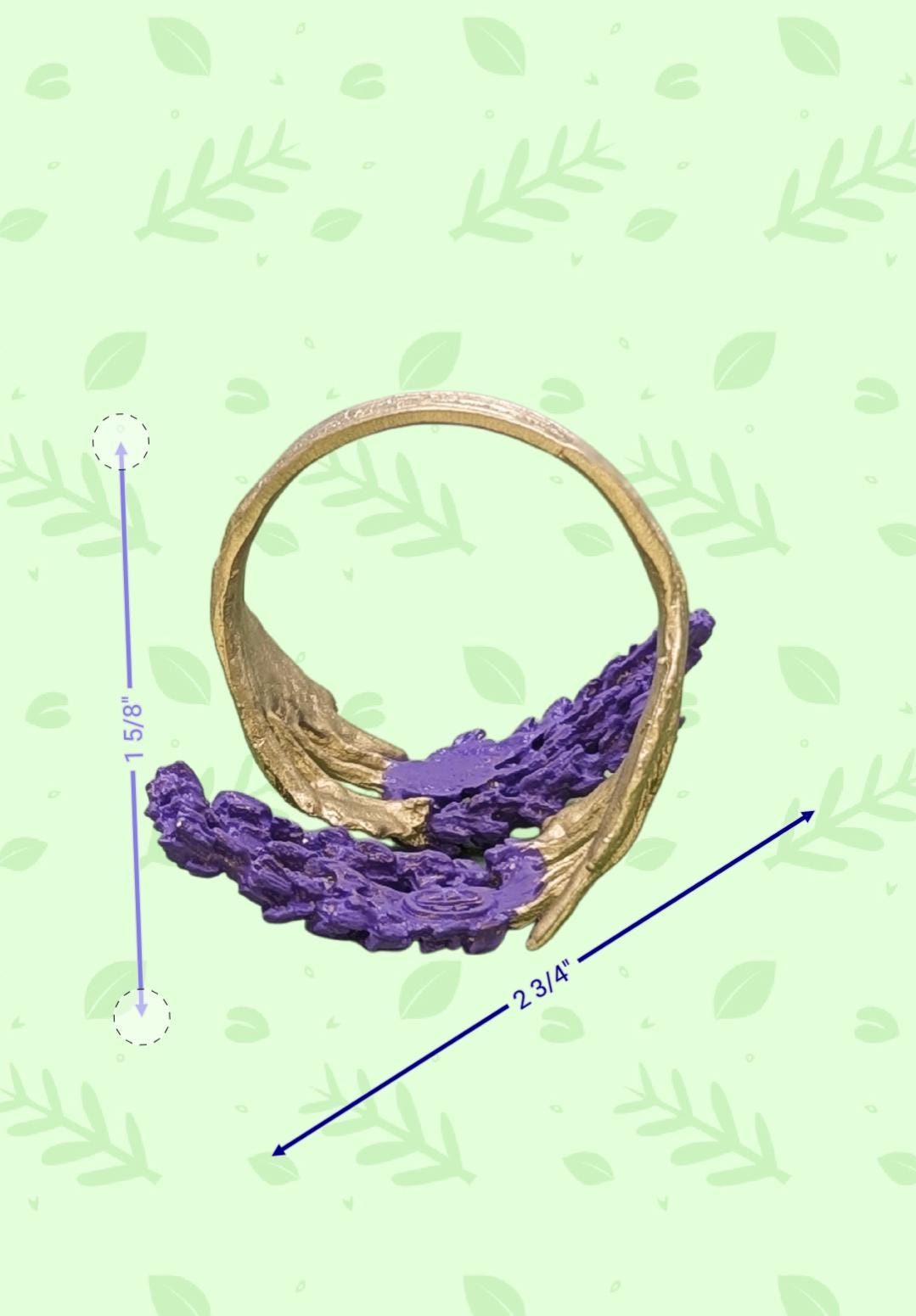 Juego de 4 servilleteros ajustables color peltre lavanda inspirados en la naturaleza.
