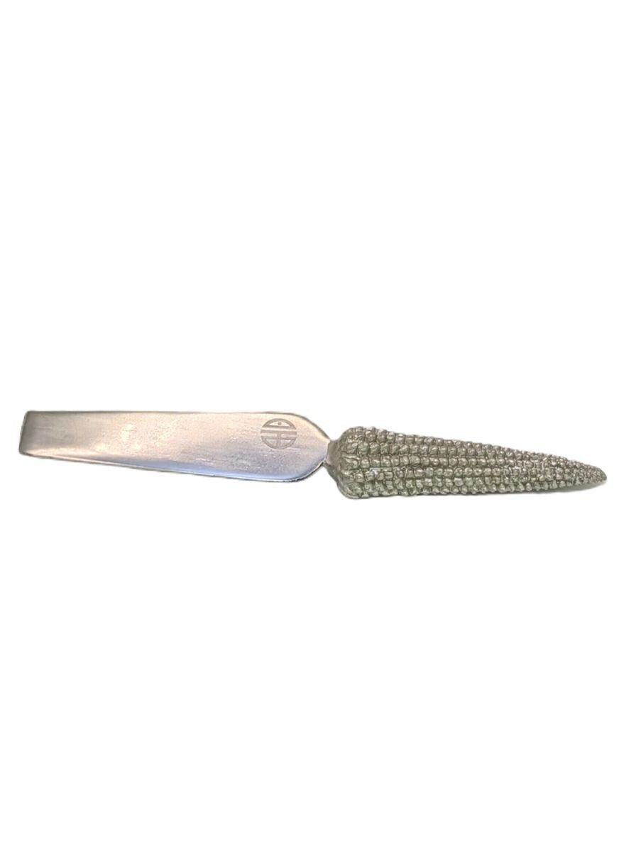 Handcrafted Pewter & Stainless-Steel Corn Hostess Cheese Set, Nature Inspired Gift