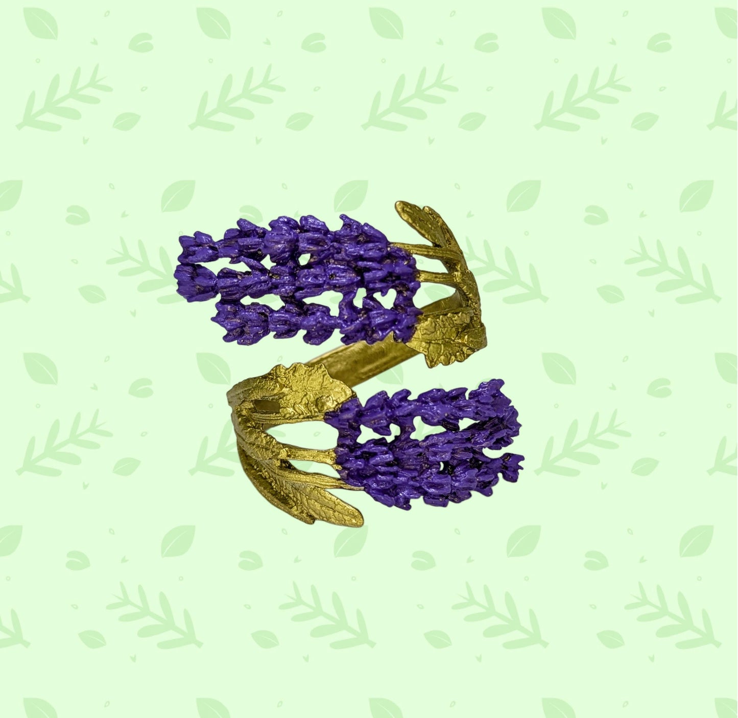 Juego de 4 servilleteros ajustables color peltre lavanda inspirados en la naturaleza.