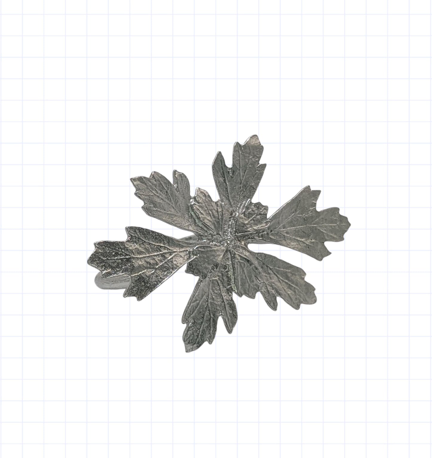 Juego de 4 servilleteros Presley Herb de peltre, inspirados en la naturaleza.