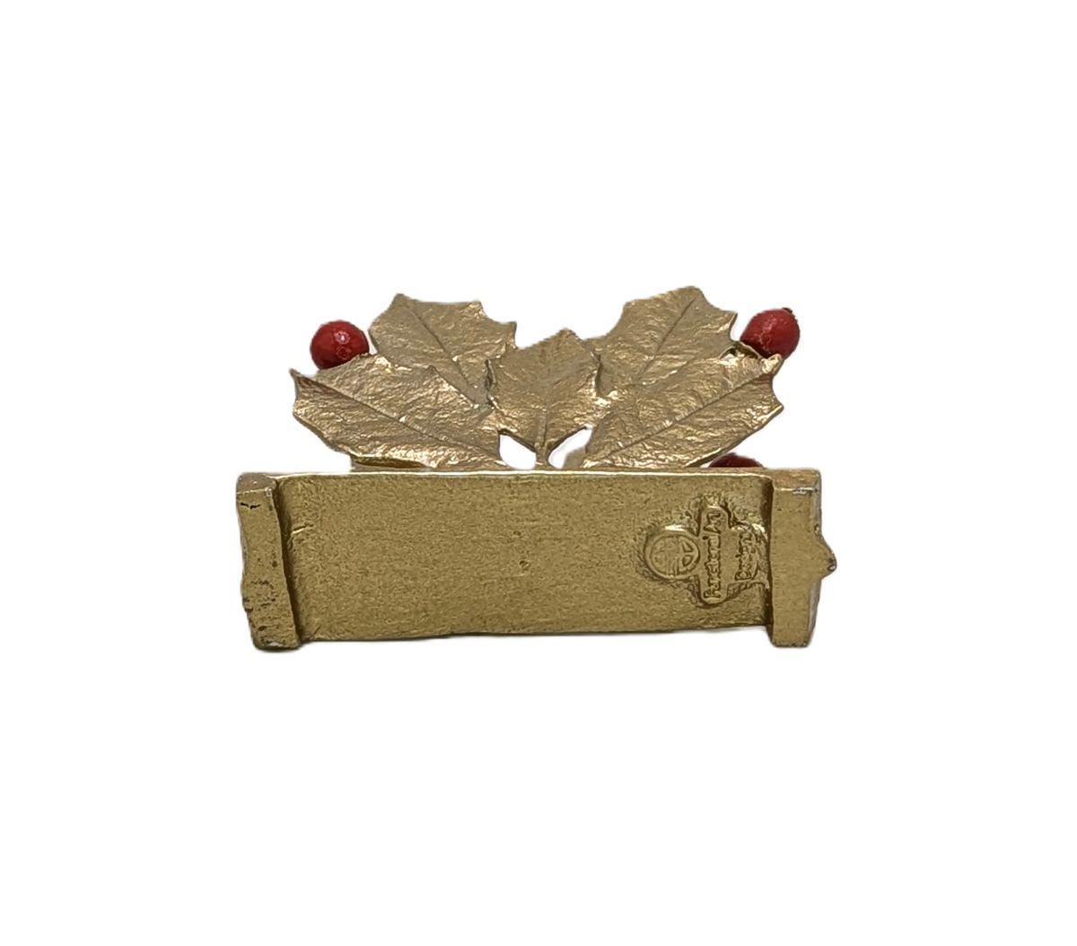 Holly Pewter Business Card Holder Decor Inspired by Nature