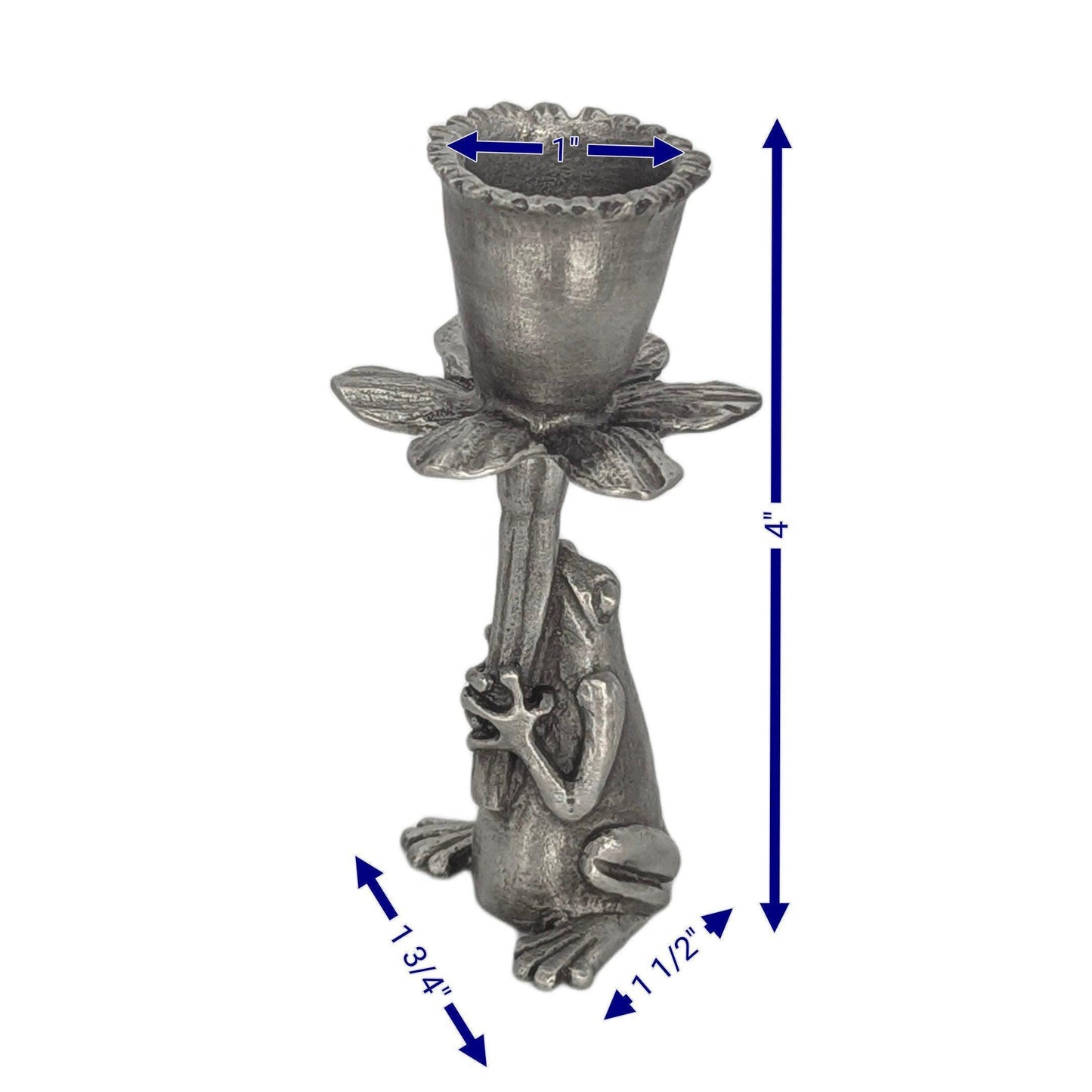 Handmade Pewter Frog Daffodil Candle Holder, Nature Inspired Home Decor