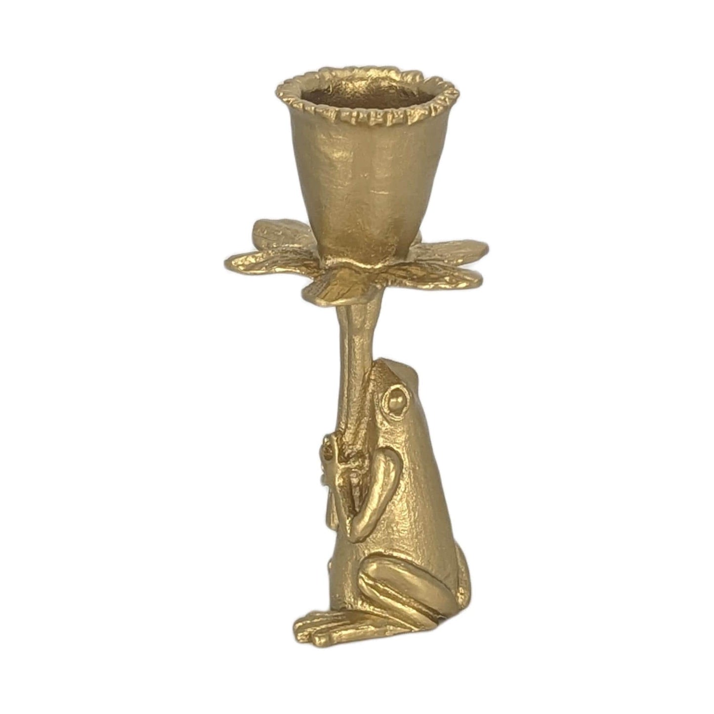 Handmade Pewter Frog Daffodil Candle Holder, Nature Inspired Home Decor