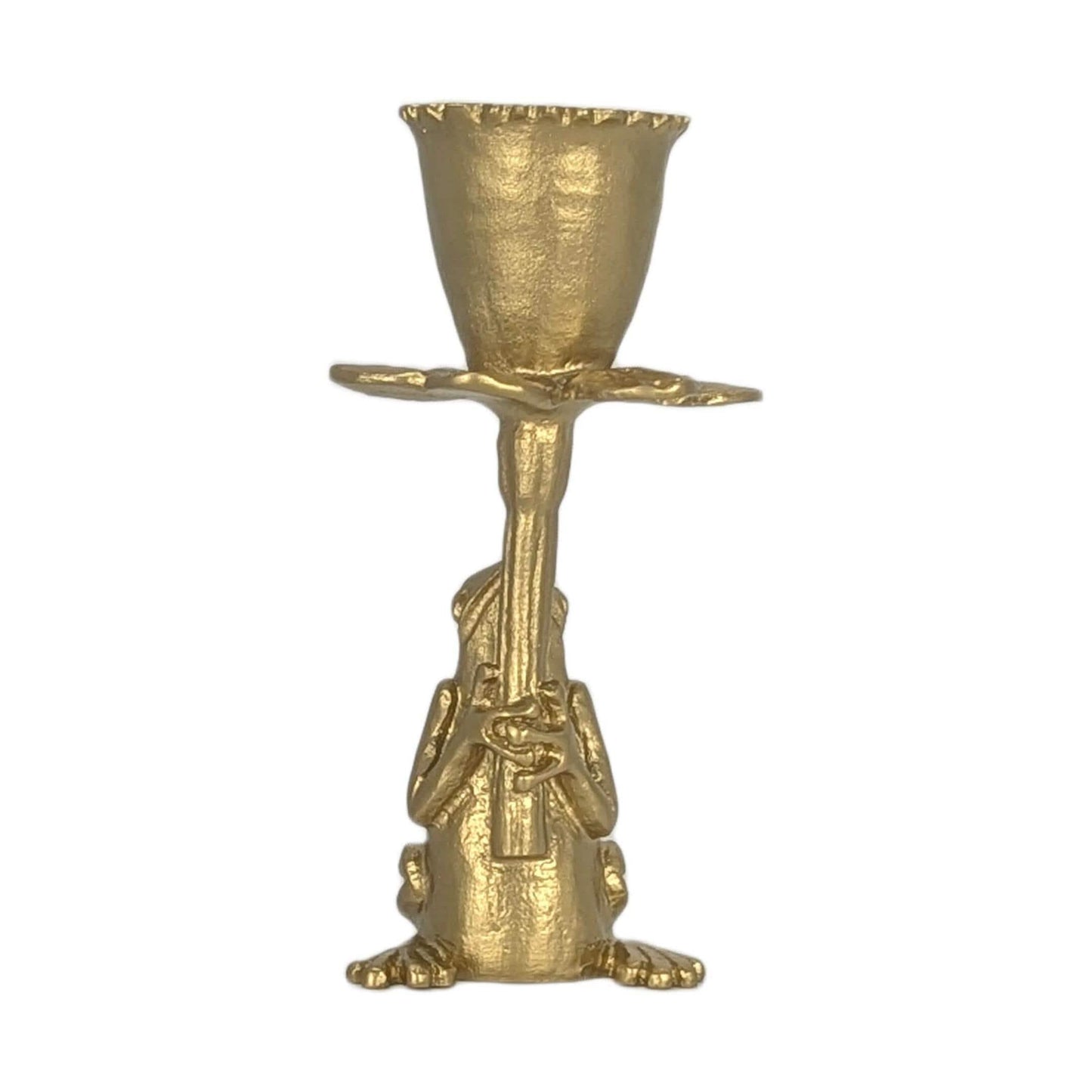 Handmade Pewter Frog Daffodil Candle Holder, Nature Inspired Home Decor