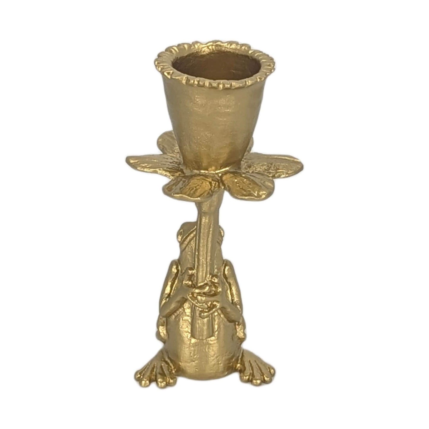 Handmade Pewter Frog Daffodil Candle Holder, Nature Inspired Home Decor