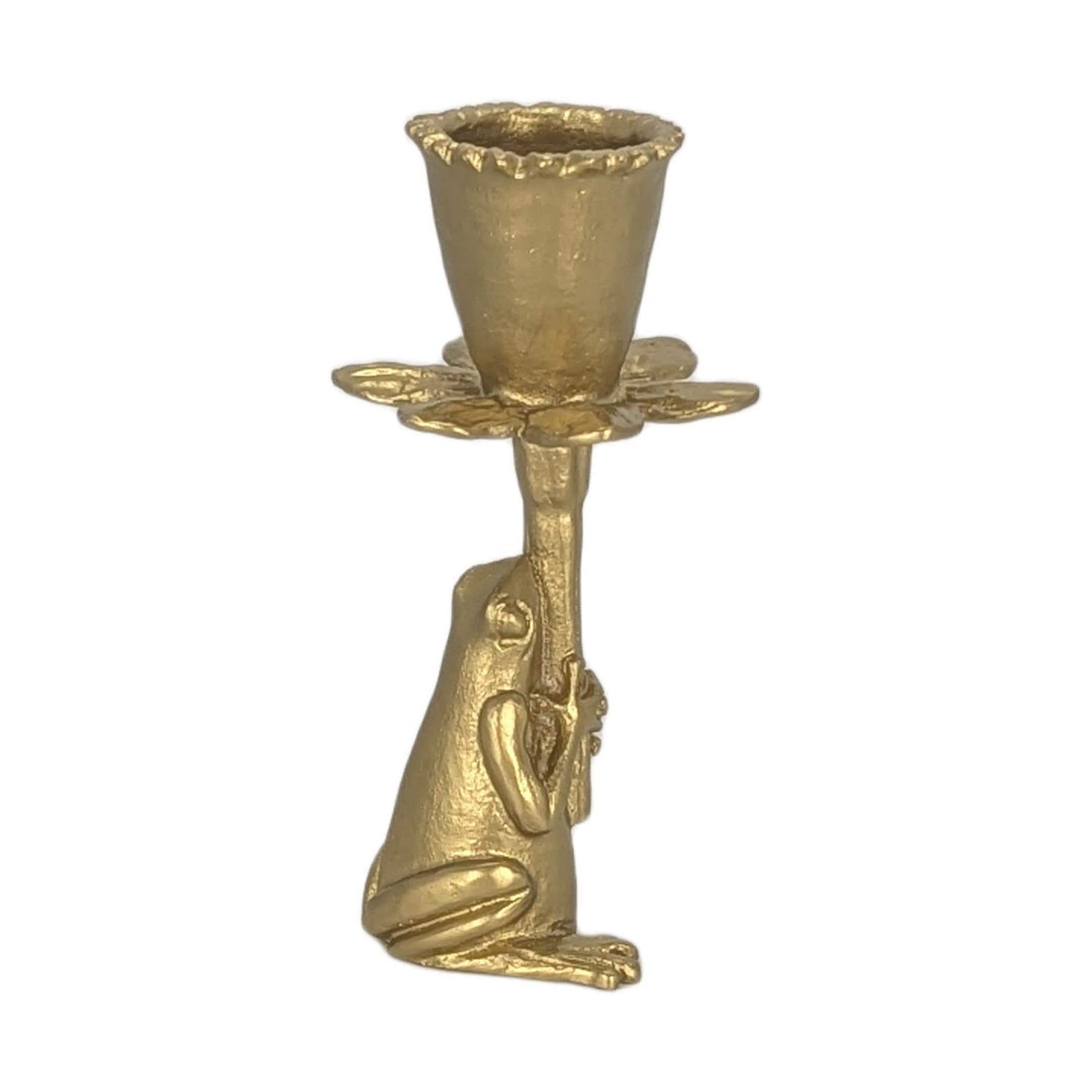 Handmade Pewter Frog Daffodil Candle Holder, Nature Inspired Home Decor