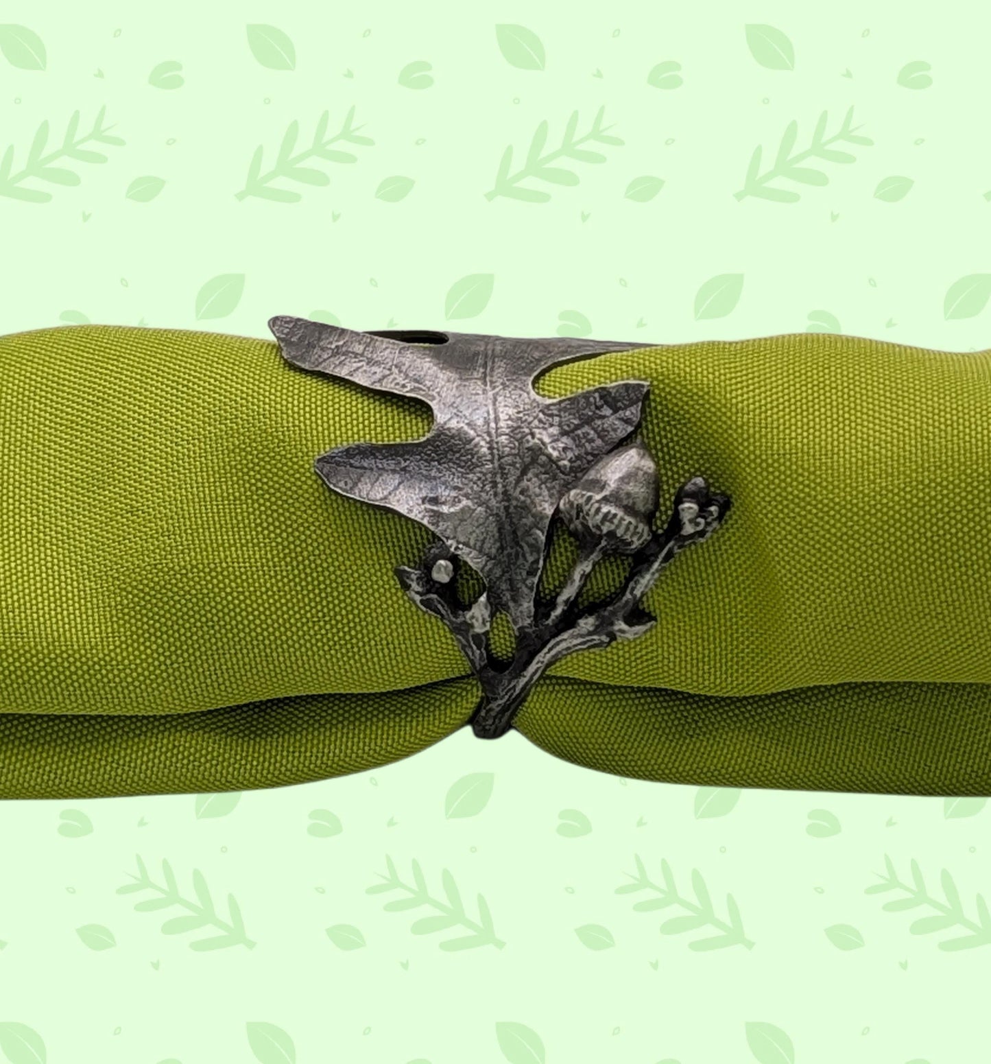 Handcrafted Oak Leaves Pewter Adjustable Napkin Ring, Set of 4, inspired by nature, Table Decor