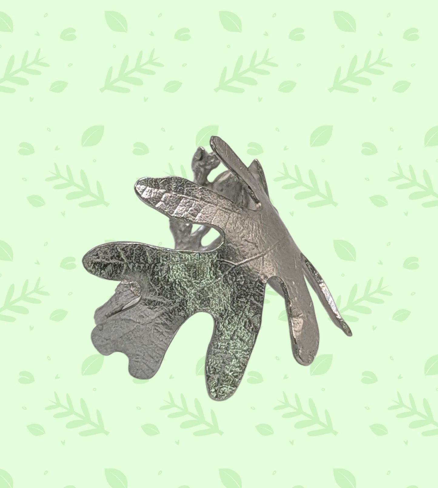 Handcrafted Oak Leaves Pewter Adjustable Napkin Ring, Set of 4, inspired by nature, Table Decor