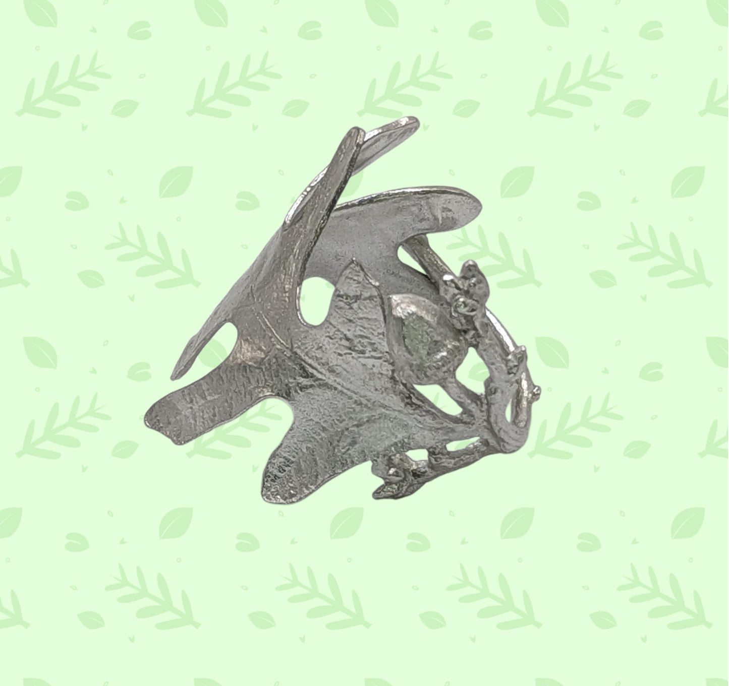 Handcrafted Oak Leaves Pewter Adjustable Napkin Ring, Set of 4, inspired by nature, Table Decor